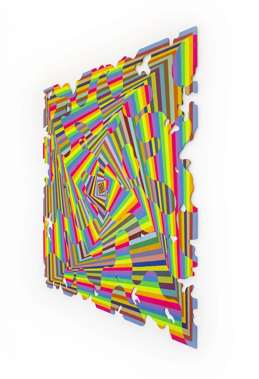  Square Refraction, 2021, acrylic on aluminum, 58 x 58 x 0.25 in. 