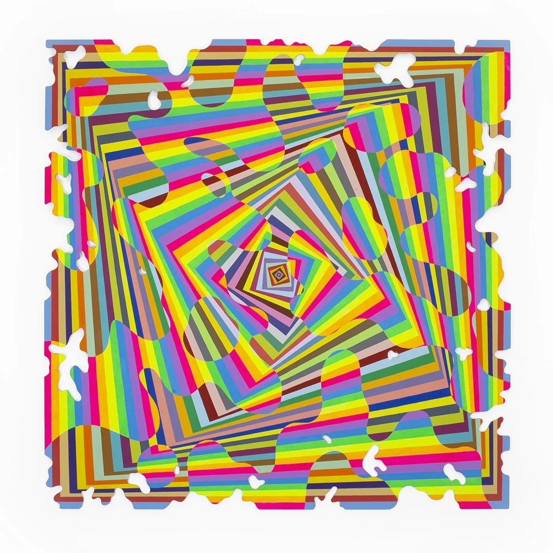  Square Refraction, 2021, acrylic on aluminum, 58 x 58 x 0.25 in. 