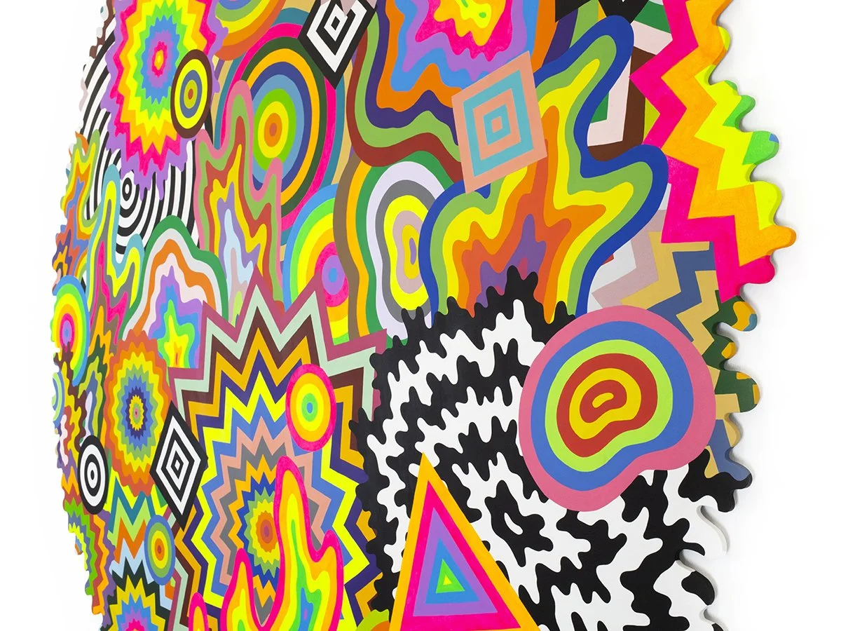  Chromatic Biome, 2021, acrylic on aluminum, 58 x 58 x 0.25 in. 