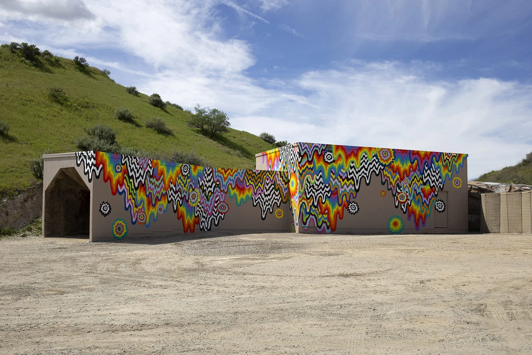   Rainbow Ranch  (mural in Santa Clarita, CA), 2024, acyrlic paint and exterior varnish, approx. 70 ft x 15 ft 