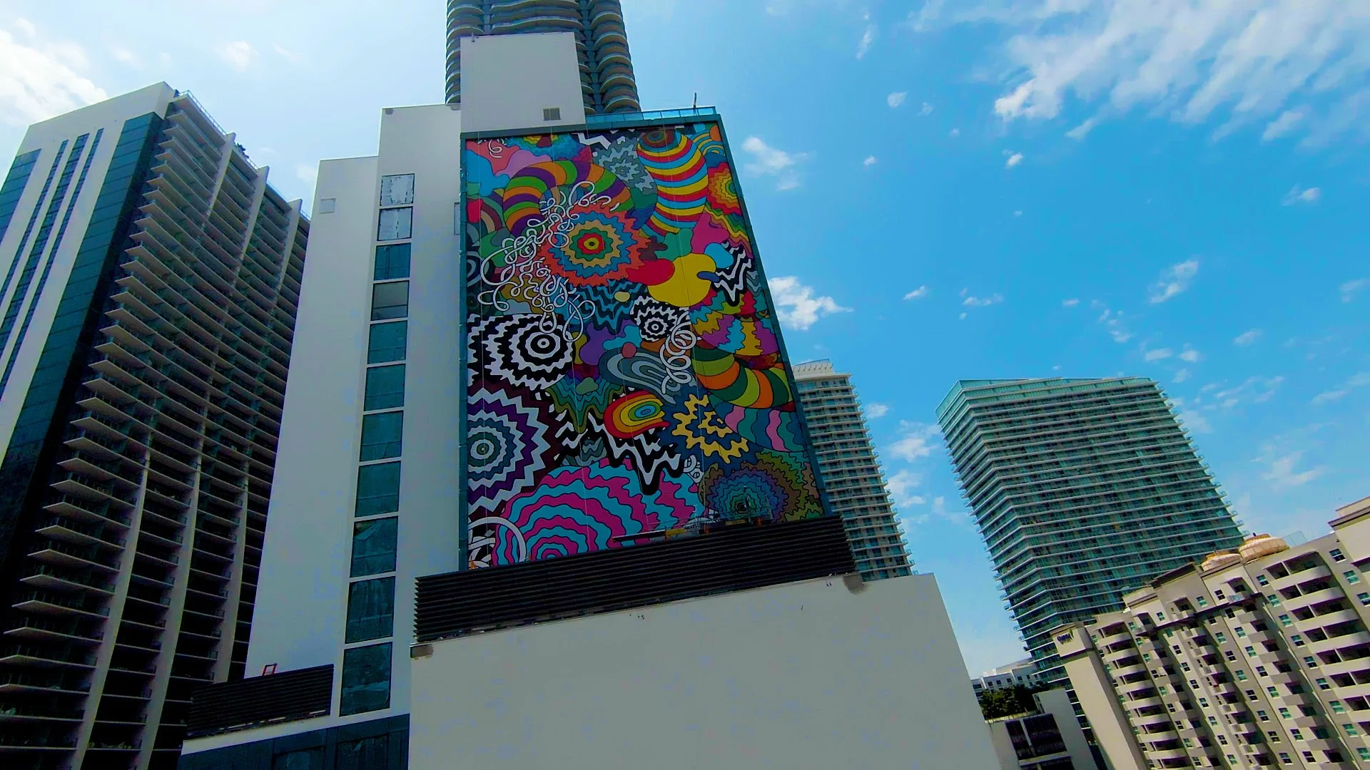  Cosmic Connection, (installation in Miami, FL), 2021, printed vinyl on perforated aluminum, approximately 21,160 sq ft 