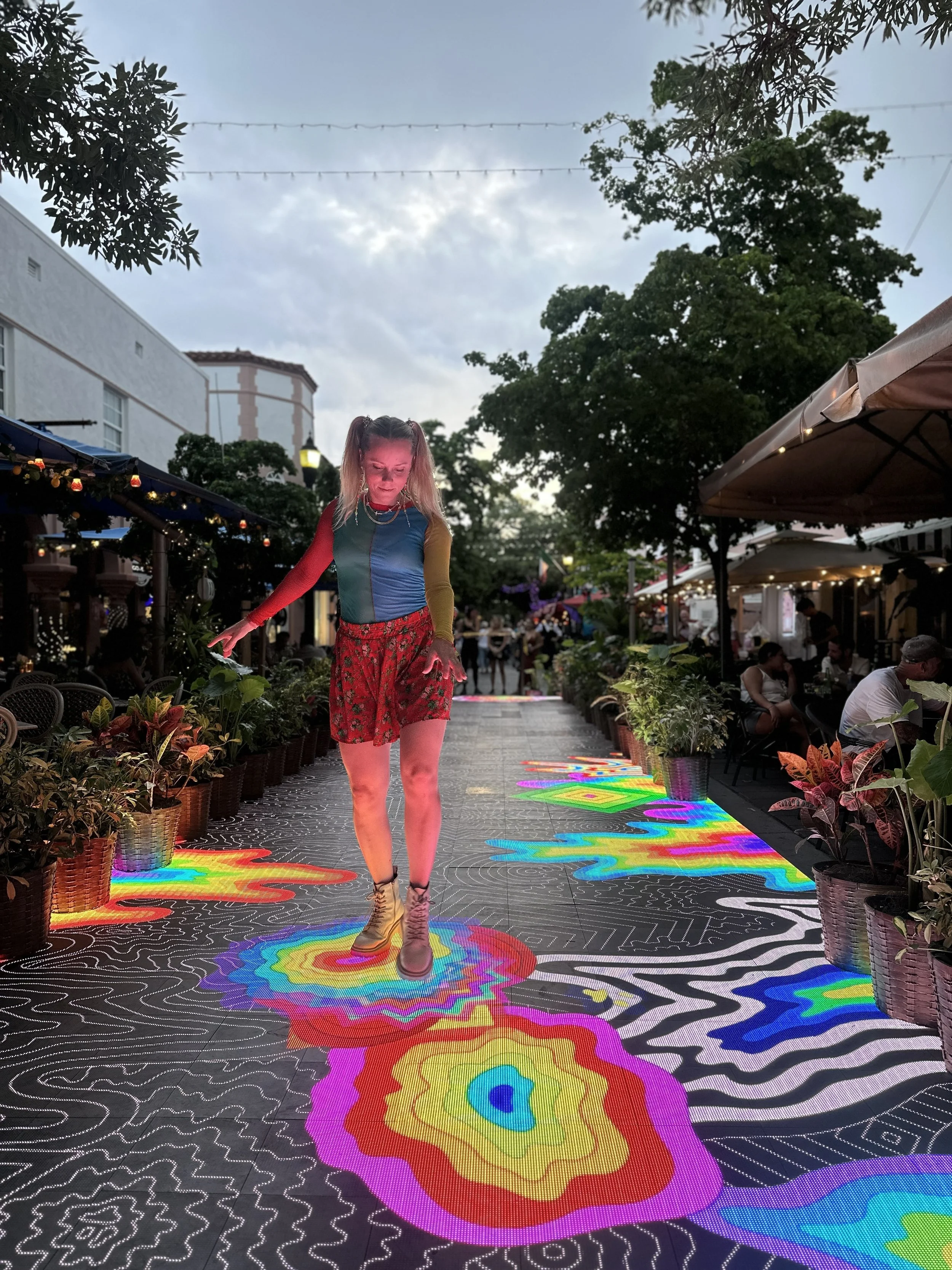   Adobe Way  (temporary installation in Miami Beach, FL), 2024, interactive LED panels, 10 × 40 ft 