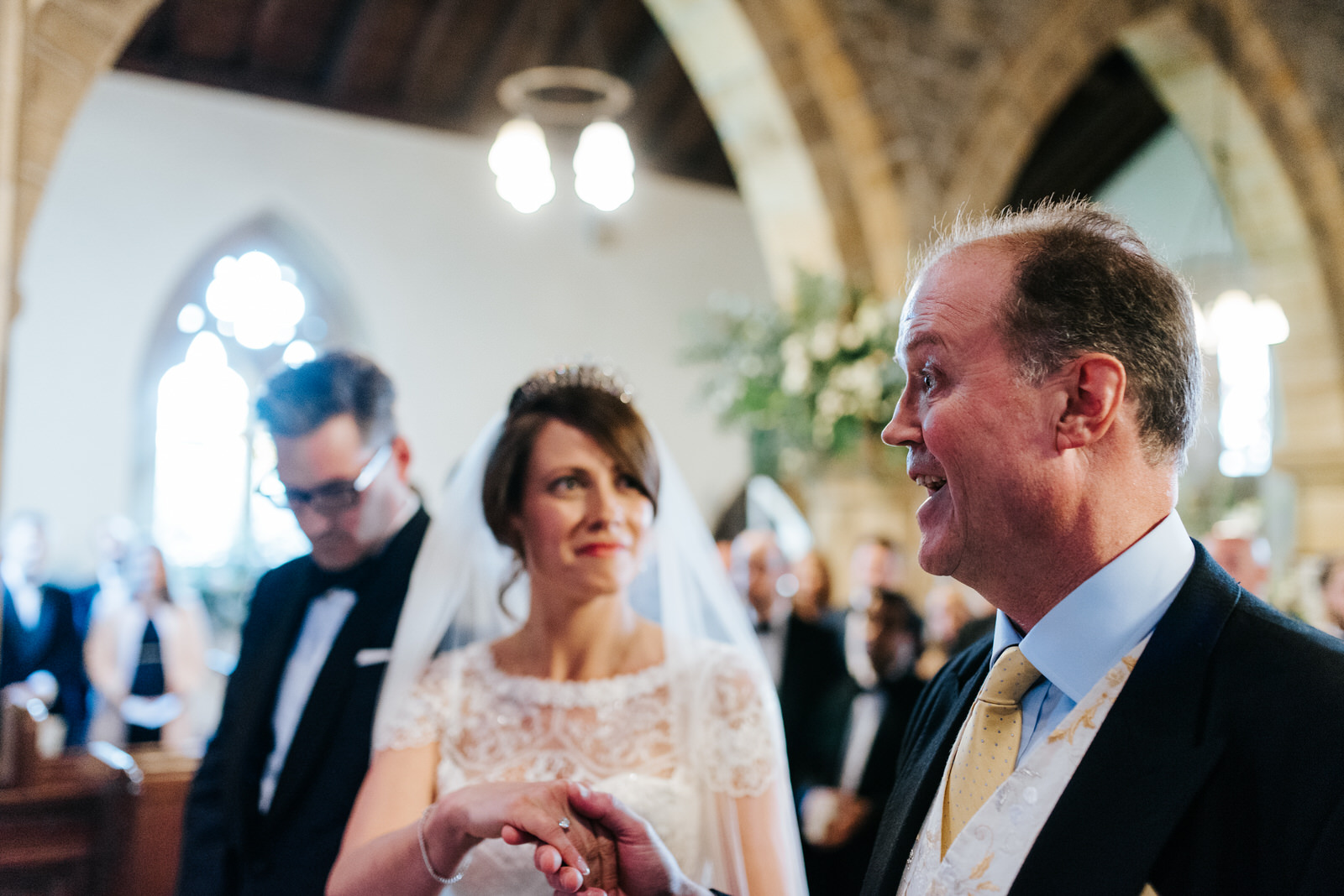 Father of the Bride hands her over to be married