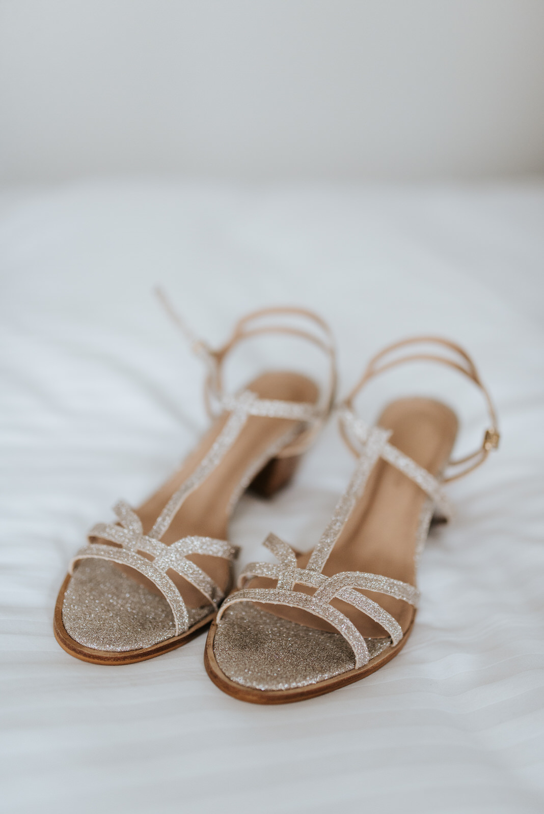 Detail shot of the bride's wedding shoes