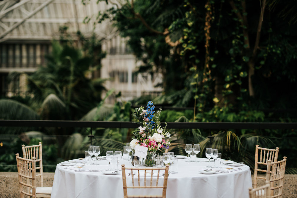 Photograph of table set-up at barbican centre wedding venue with