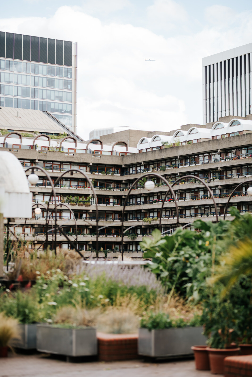 Wide photograph of brutalist architecture near barbican centre