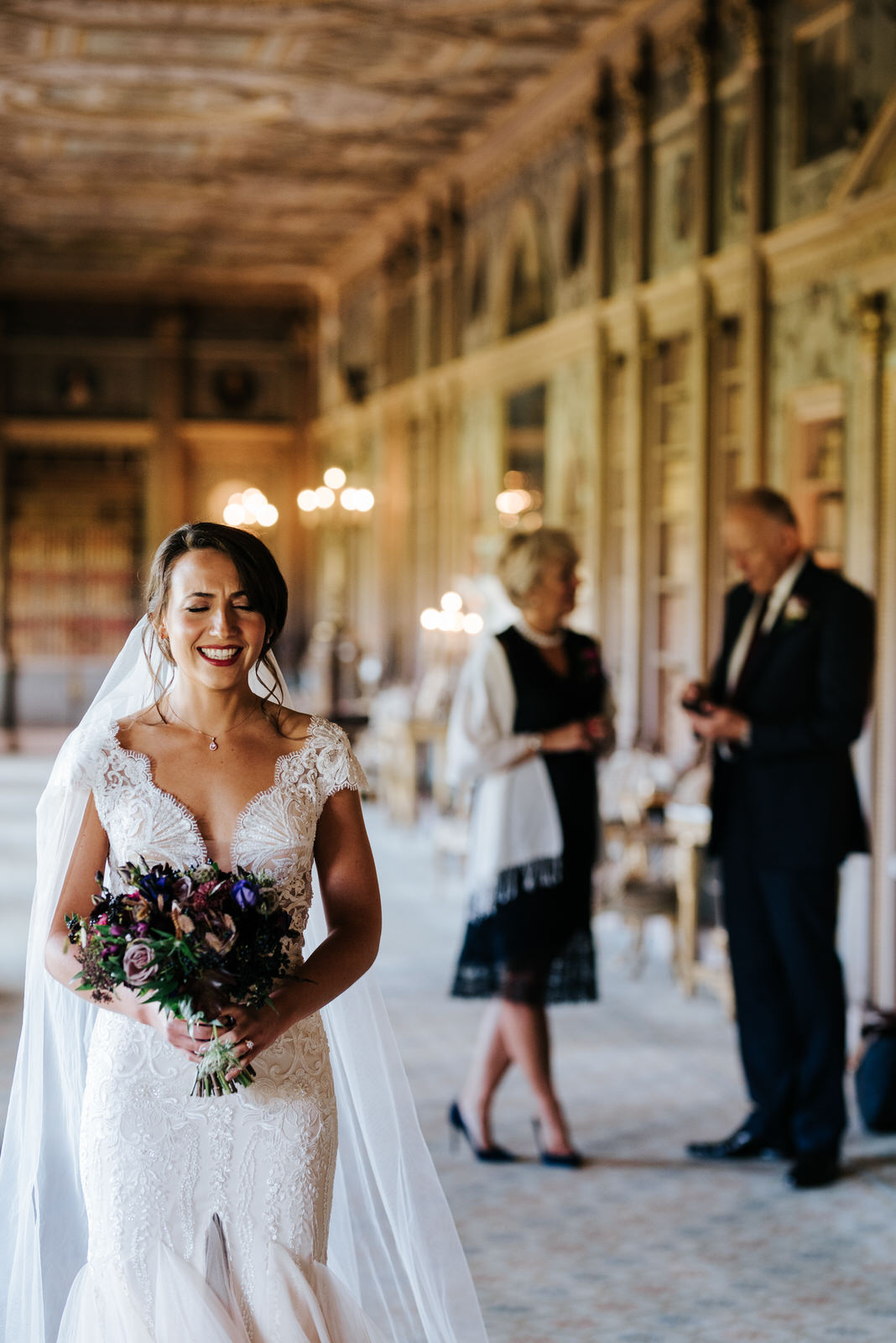 Bride can't contain her excitement and joy minutes before ceremony