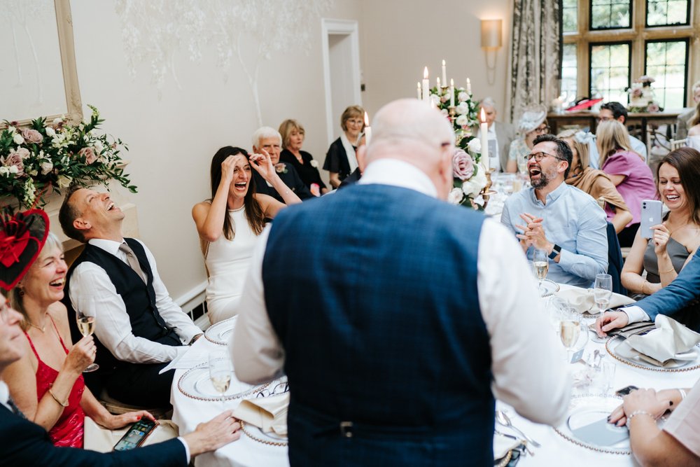 Best man delivers hilarious wedding speech as top table cannot contain their excitement at Foxhill Manor wedding