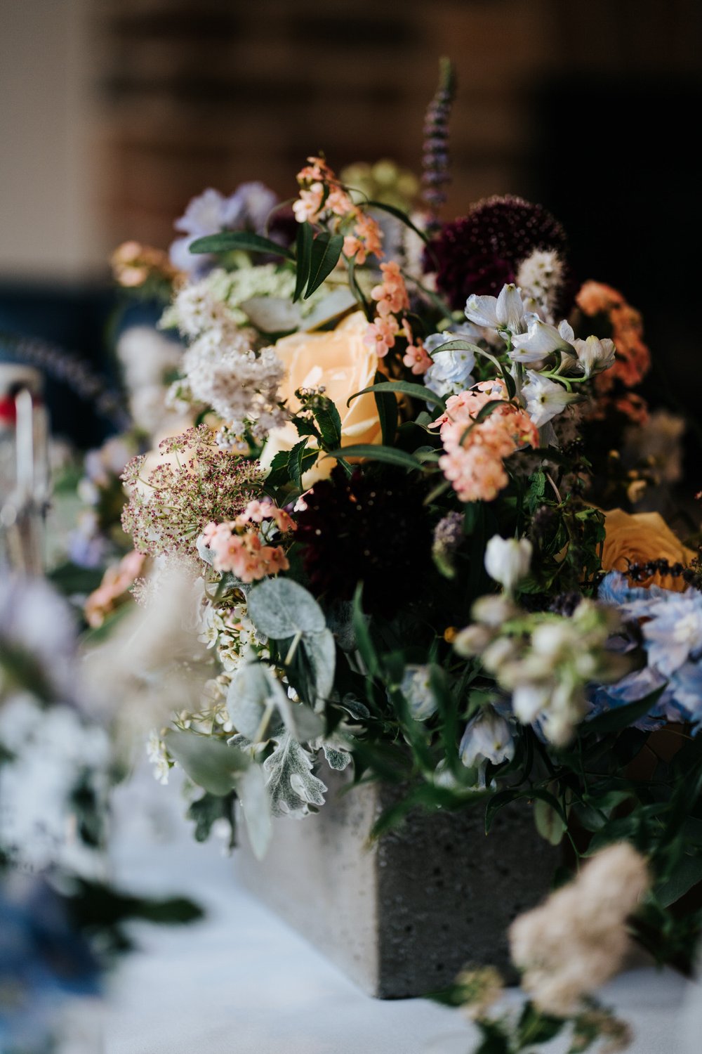 Close-up of beautiful flower decorations by My Table Floral Design at Hampton Court Palace and The King's Arms