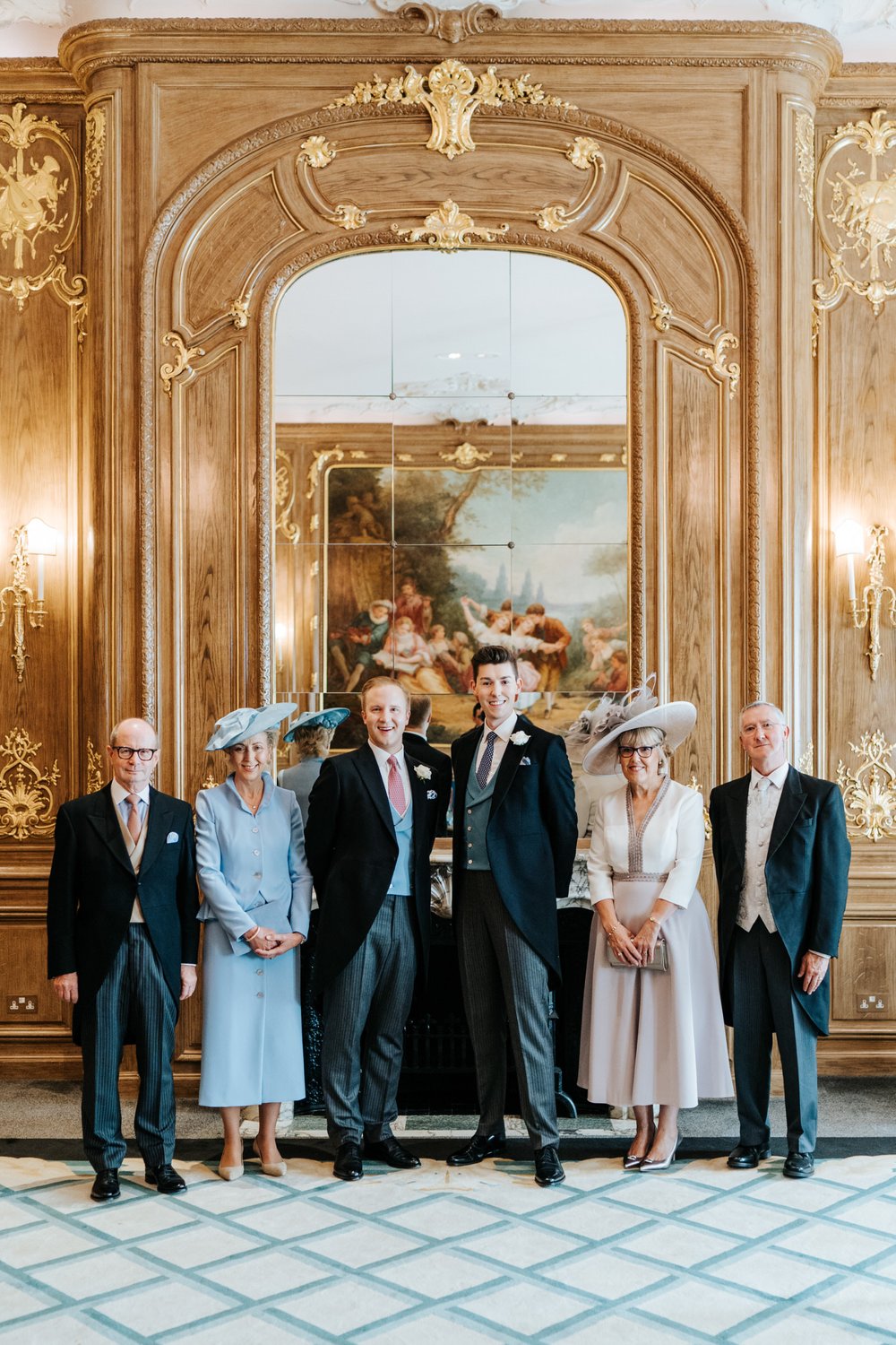 Elegant family portrait at Claridge's same sex wedding in London
