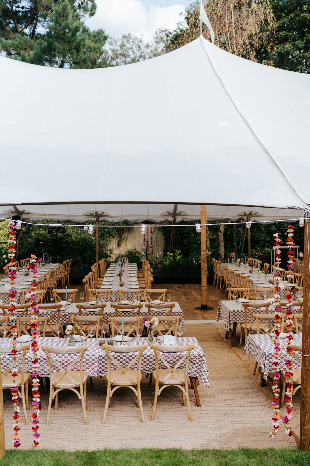 Wide photograph of the marquee where the wedding breakfast will take place