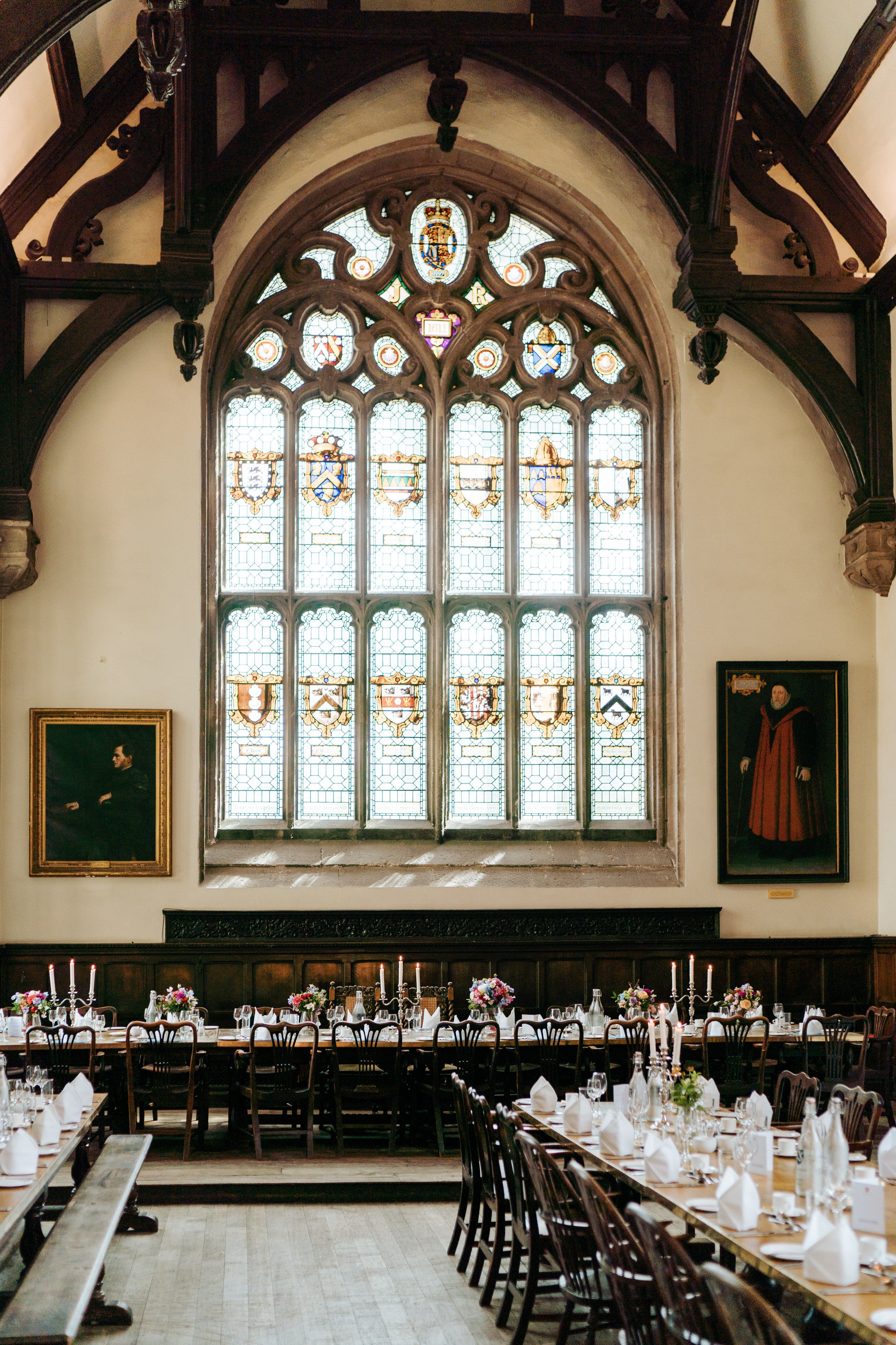Decorative photograph of wedding setup at Wadham College in Oxford