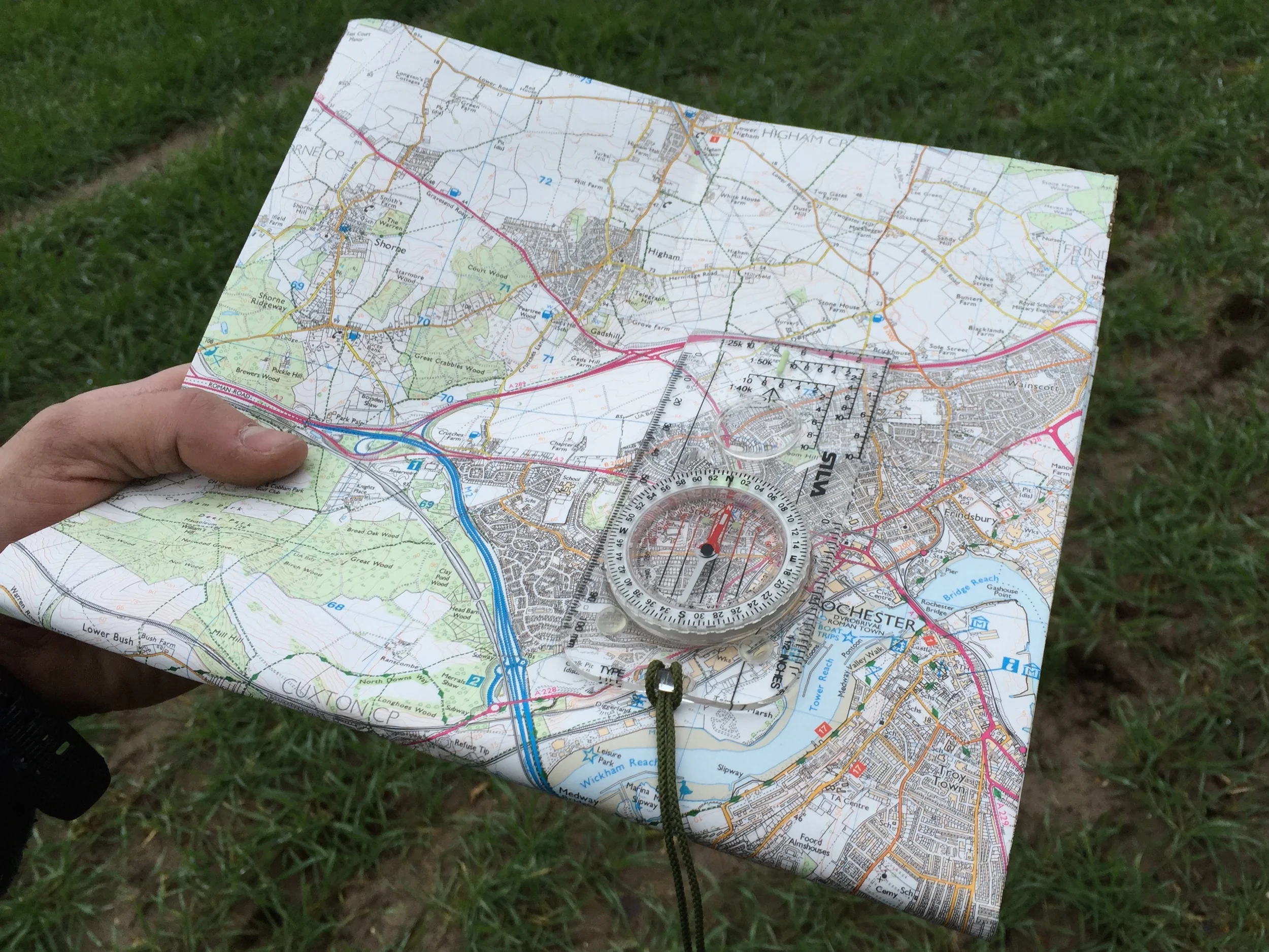 Orientating the map to the ground.