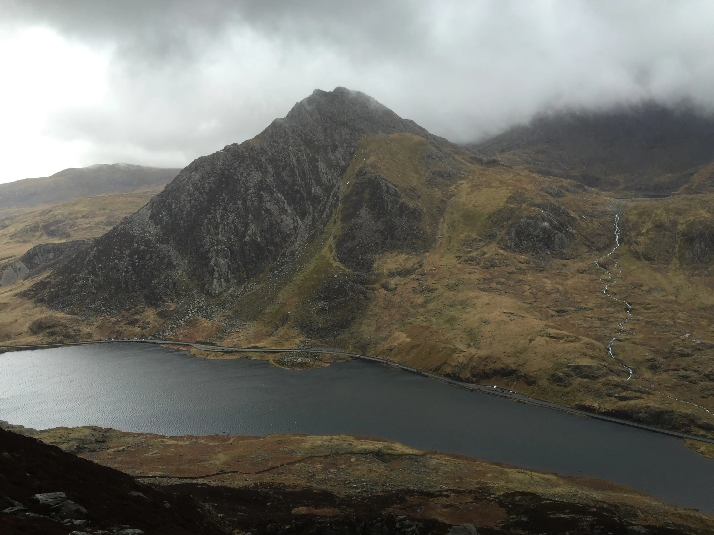 the view of tryfan across the valley