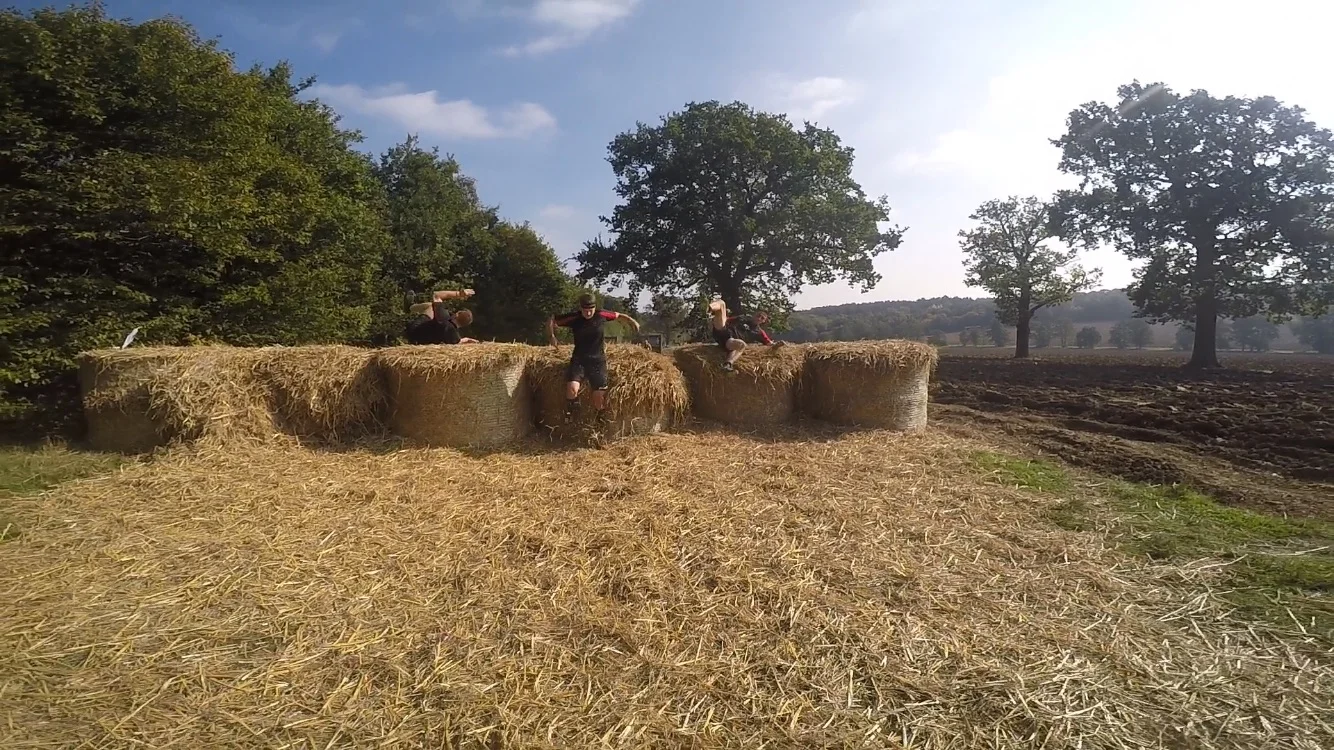 Hay bale hurdles