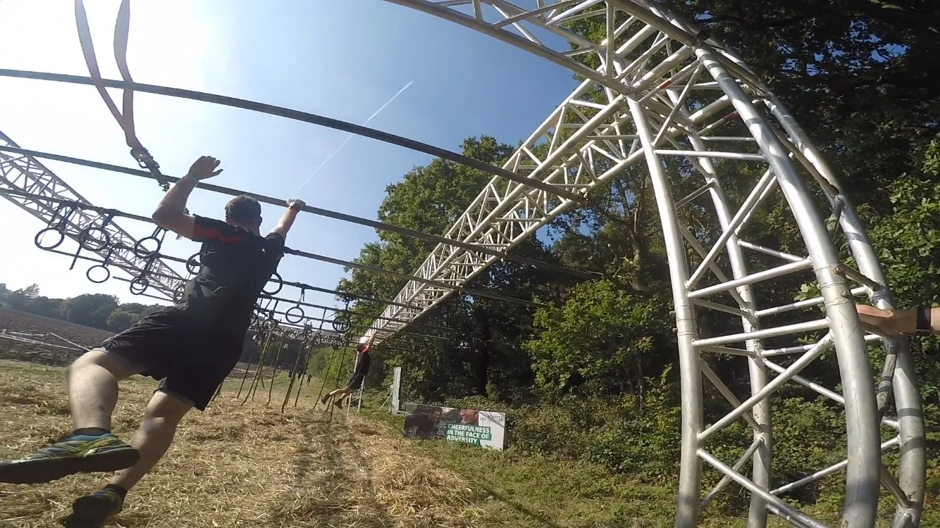 One of the many monkey bar obstacles