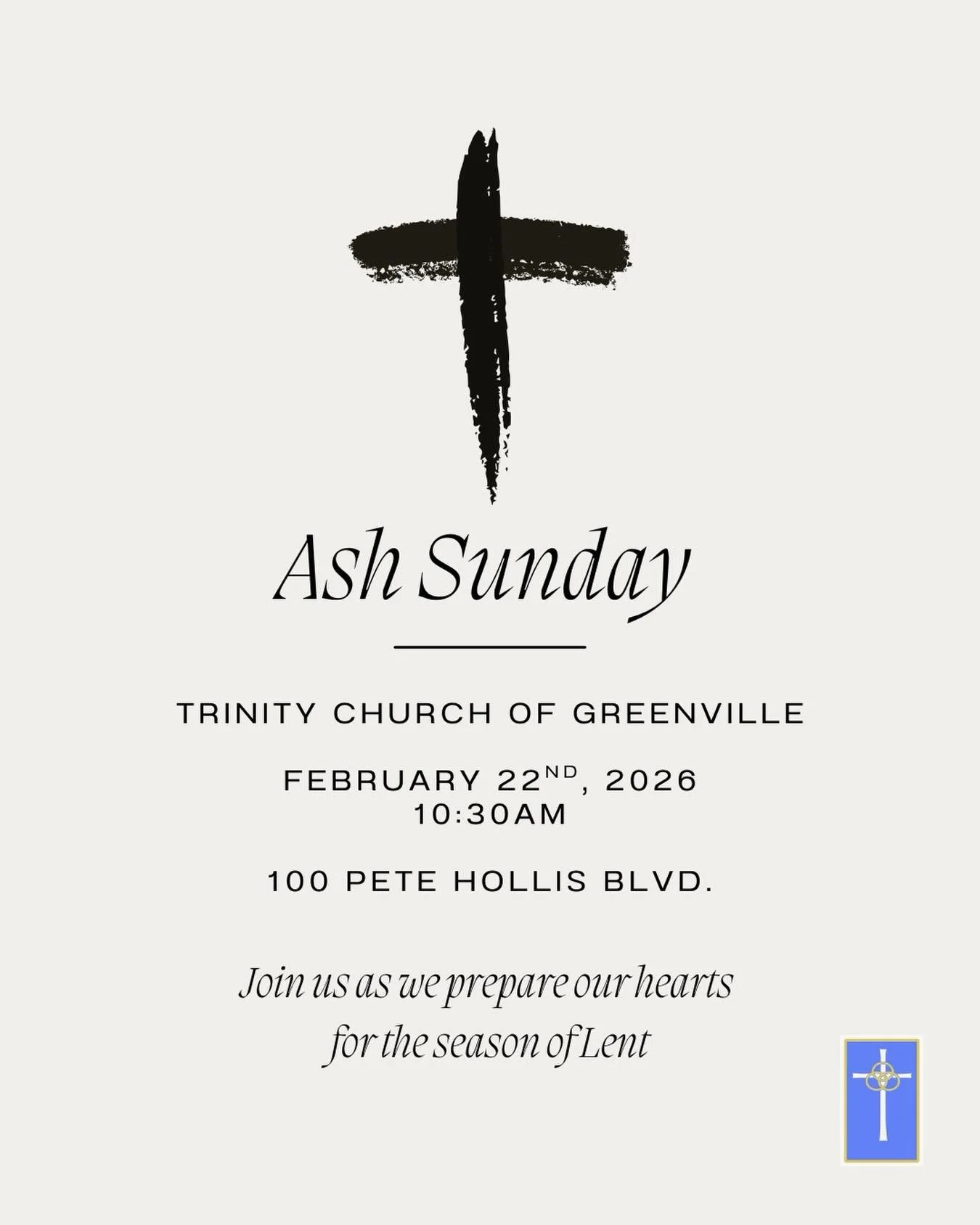 Please take note that we will not have our traditional Ash Wednesday service this year, but instead we will have an Ash SUNDAY service. We hope you will join us this coming Sunday during our worship service as we prepare our hearts for the season of 