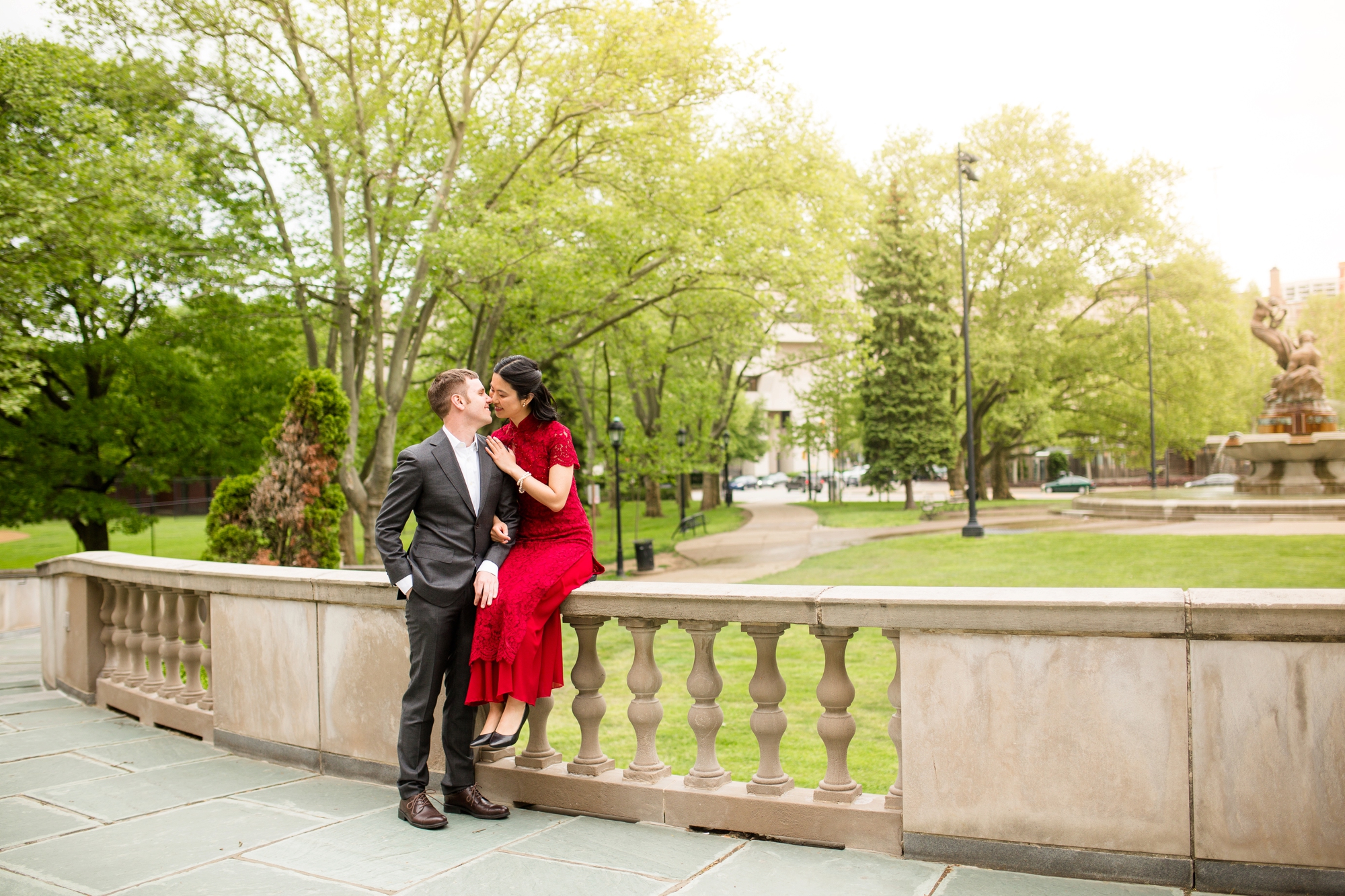 pittsburgh wedding photographer, pittsburgh engagement photographer, oakland engagement photos, pitt engagement photos, frick fountain, henry clay frick building