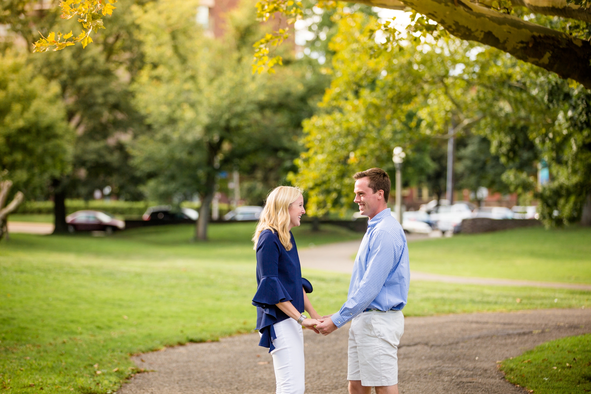 north shore engagement photos, north side engagement photos, allegheny commons park engagement photos, roberto clemente bridge engagement photos