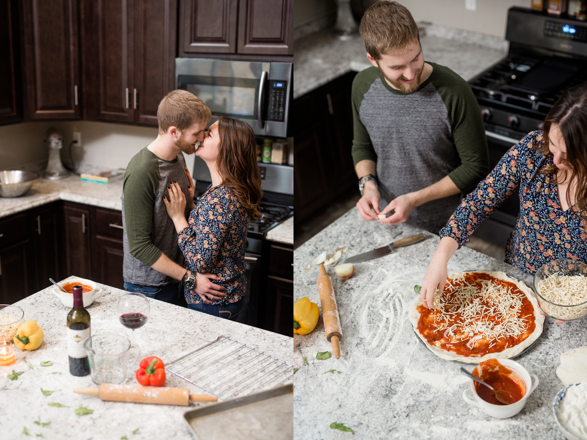 historic harmony engagement photos, cranberry township wedding photographer, pizza making engagement session, cooking engagement photos