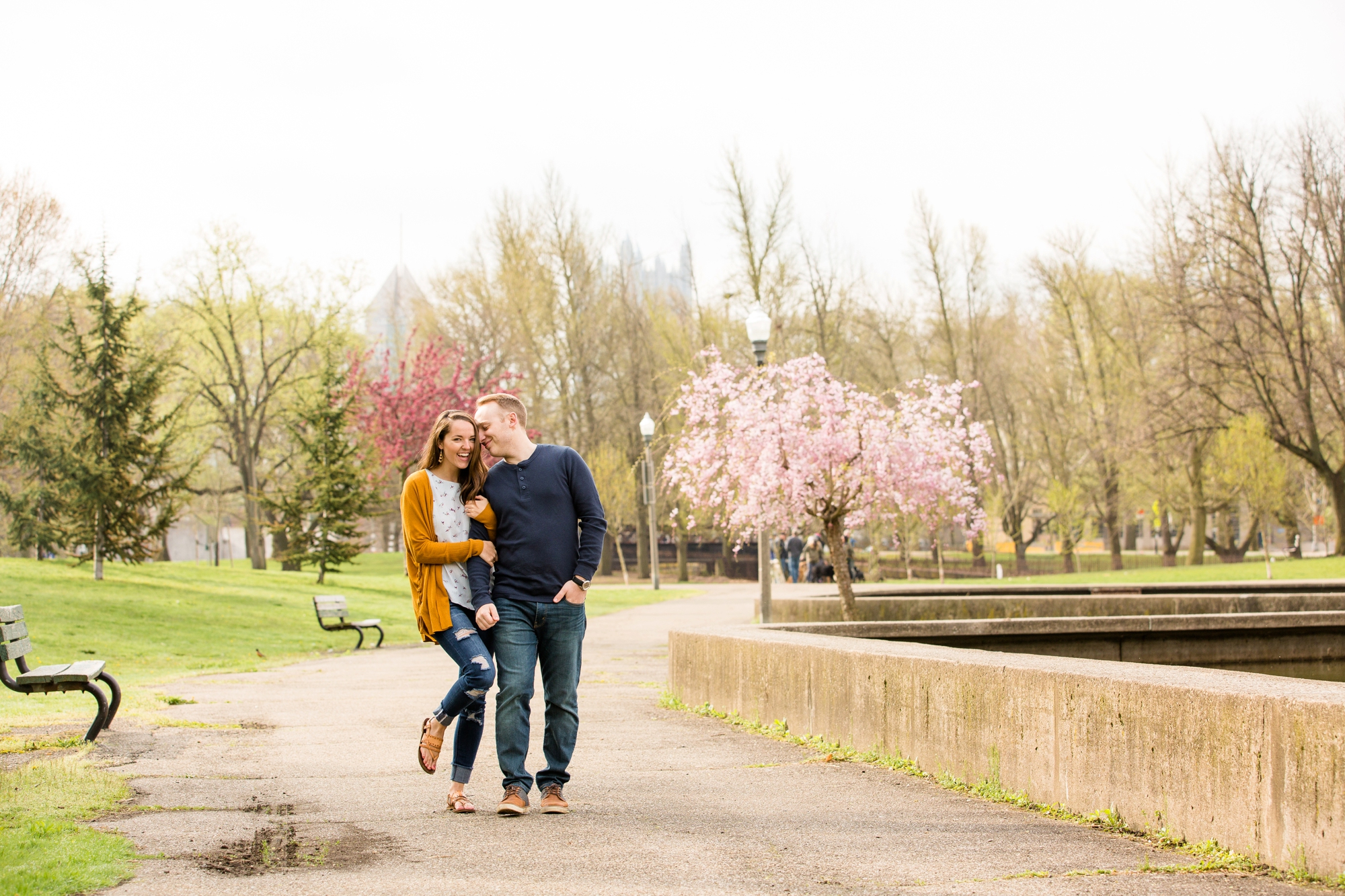 allegheny commons park engagement photos, north shore engagement photos, north side engagement photos, mexican war streets, spring pittsburgh engagement, pittsburgh wedding photos