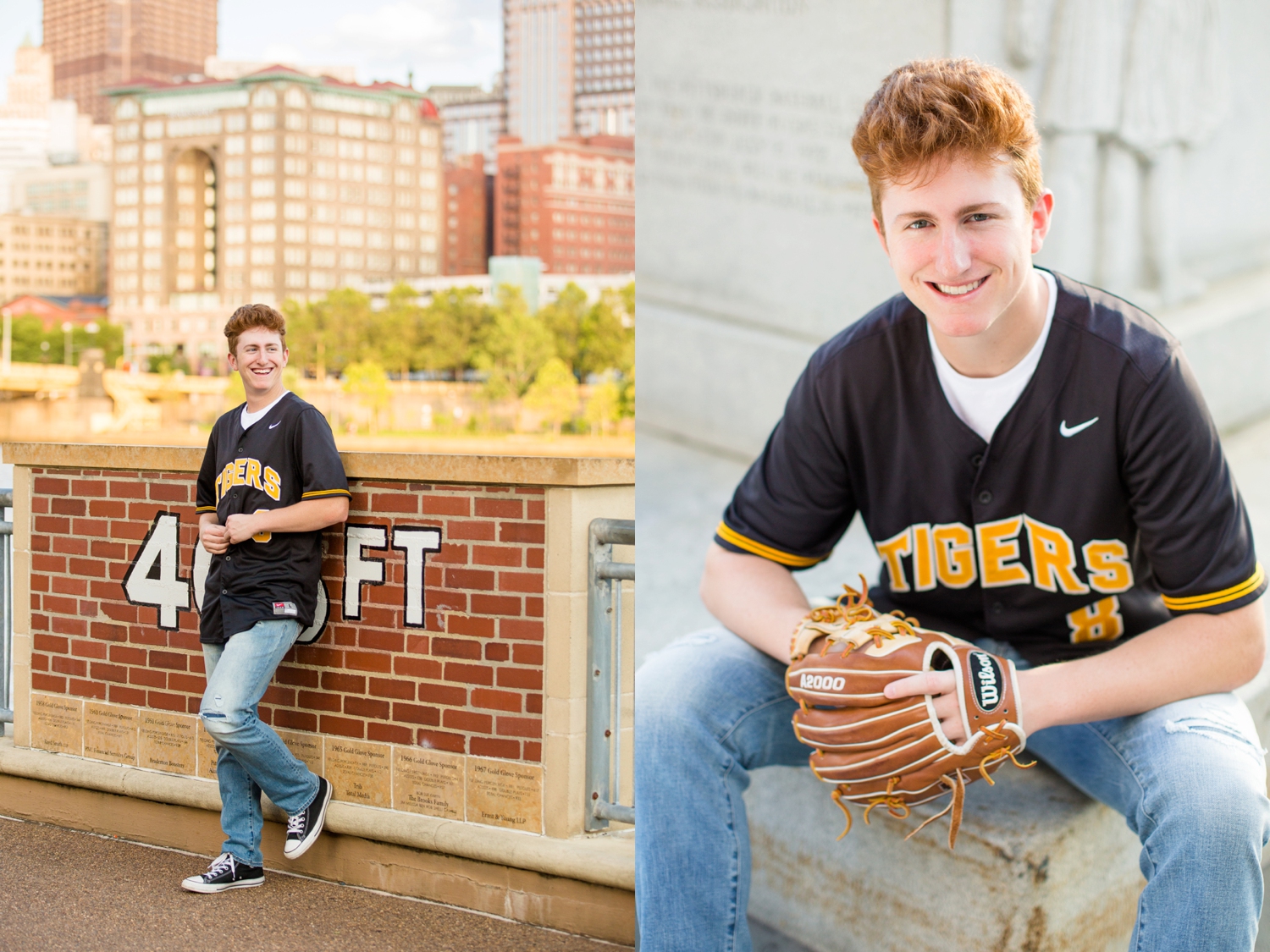 baseball senior photo ideas, pittsburgh senior photographer, locations for photoshoot pittsburgh, north shore senior photos