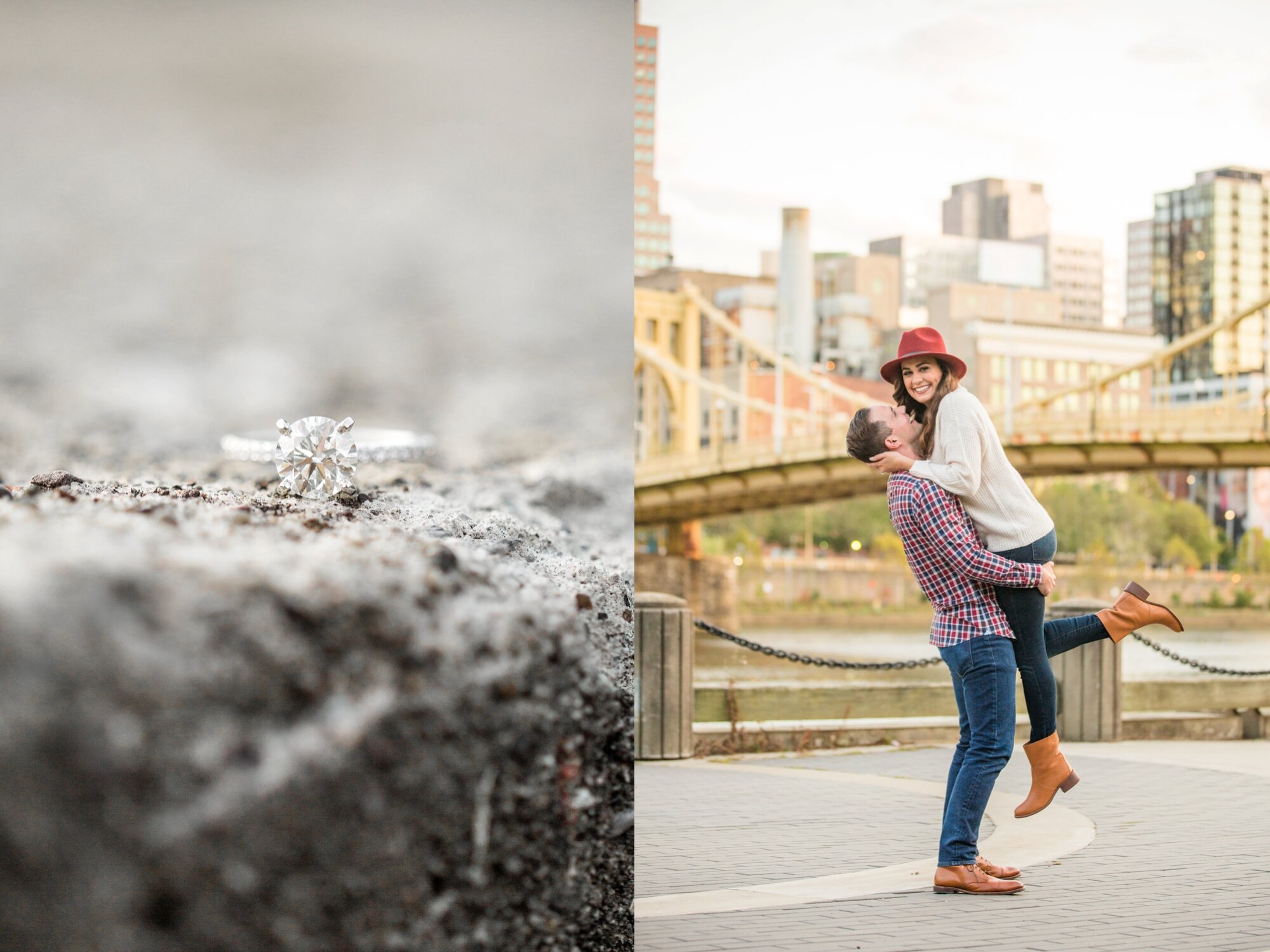 pittsburgh wedding photographer, allegheny commons park engagement photos, north shore engagement photos, roberto clemente bridge engagement photos, mexican war streets