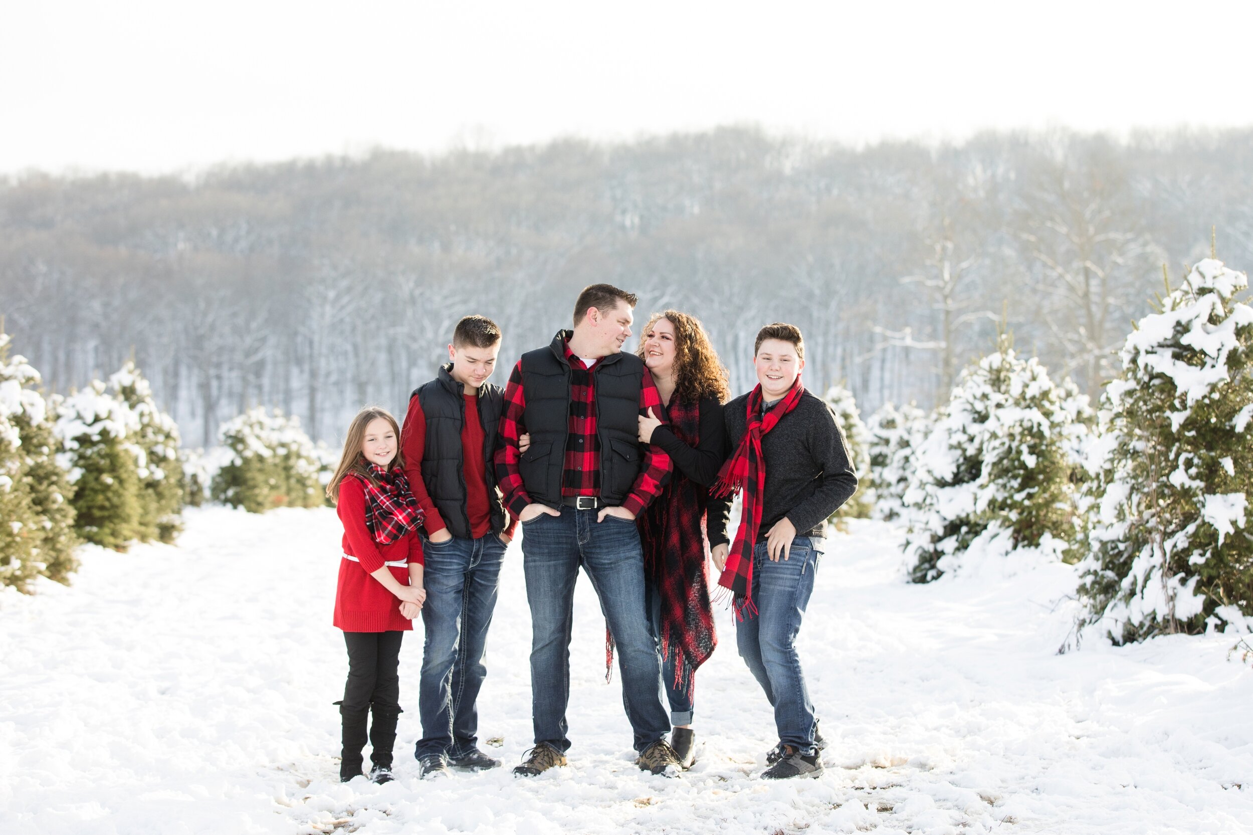 Extended Family Christmas Tree Farm Photos, extended family photo posing, extended family photo outfits, pittsburgh family photographer, zelienople family photographer