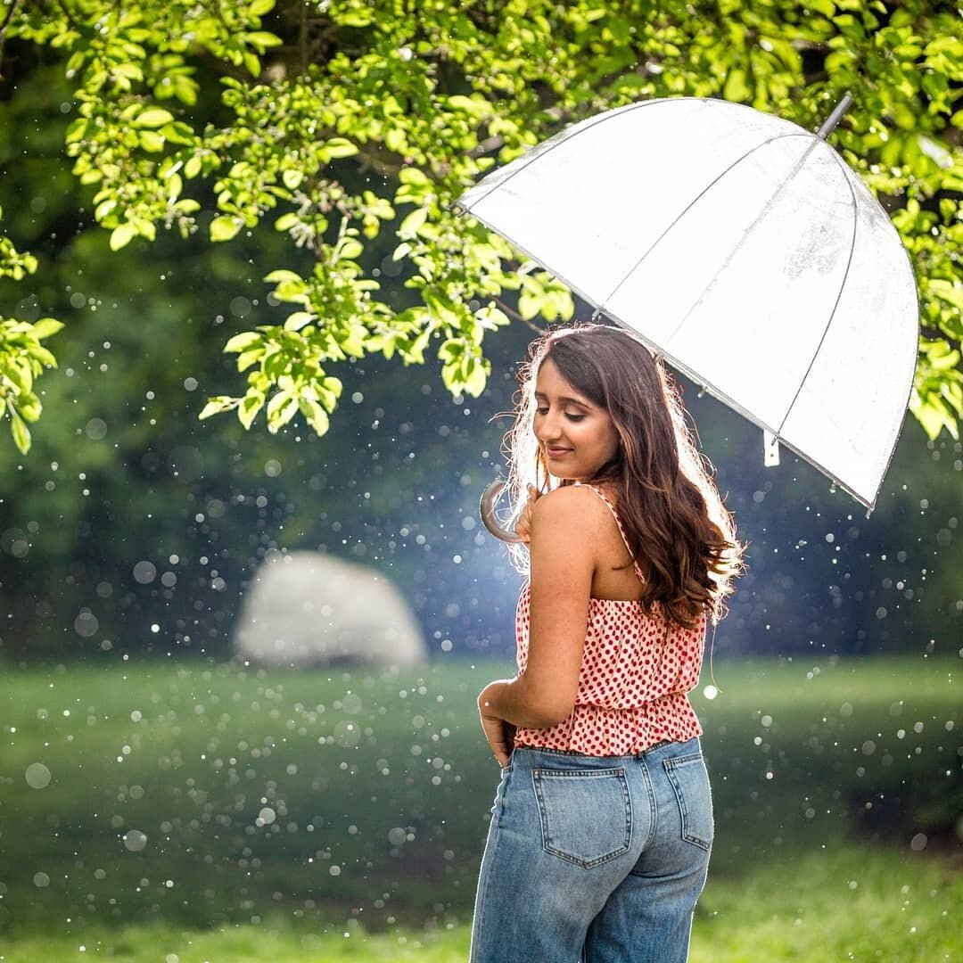 Senior photos in the rain?⁠
⁠
While it may not be for everyone, senior photos in the rain can definitely yield some unique &amp; beautiful images! For instance, we can:⁠
⁠
- Light up the rain from behind (photos 1 &amp; 2)⁠
- Find places to hide from