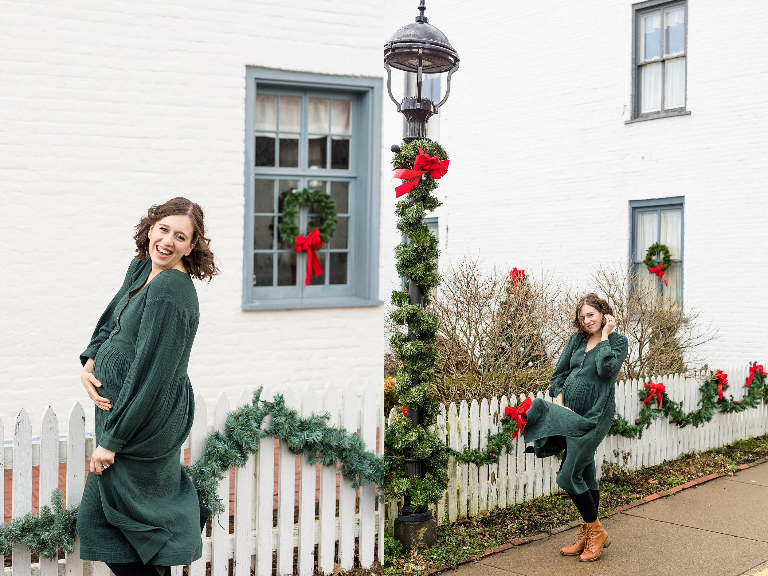 christmas maternity photos, pittsburgh maternity photographer, historic harmony maternity photos, pittsburgh family photographer, christmas photos pittsburgh