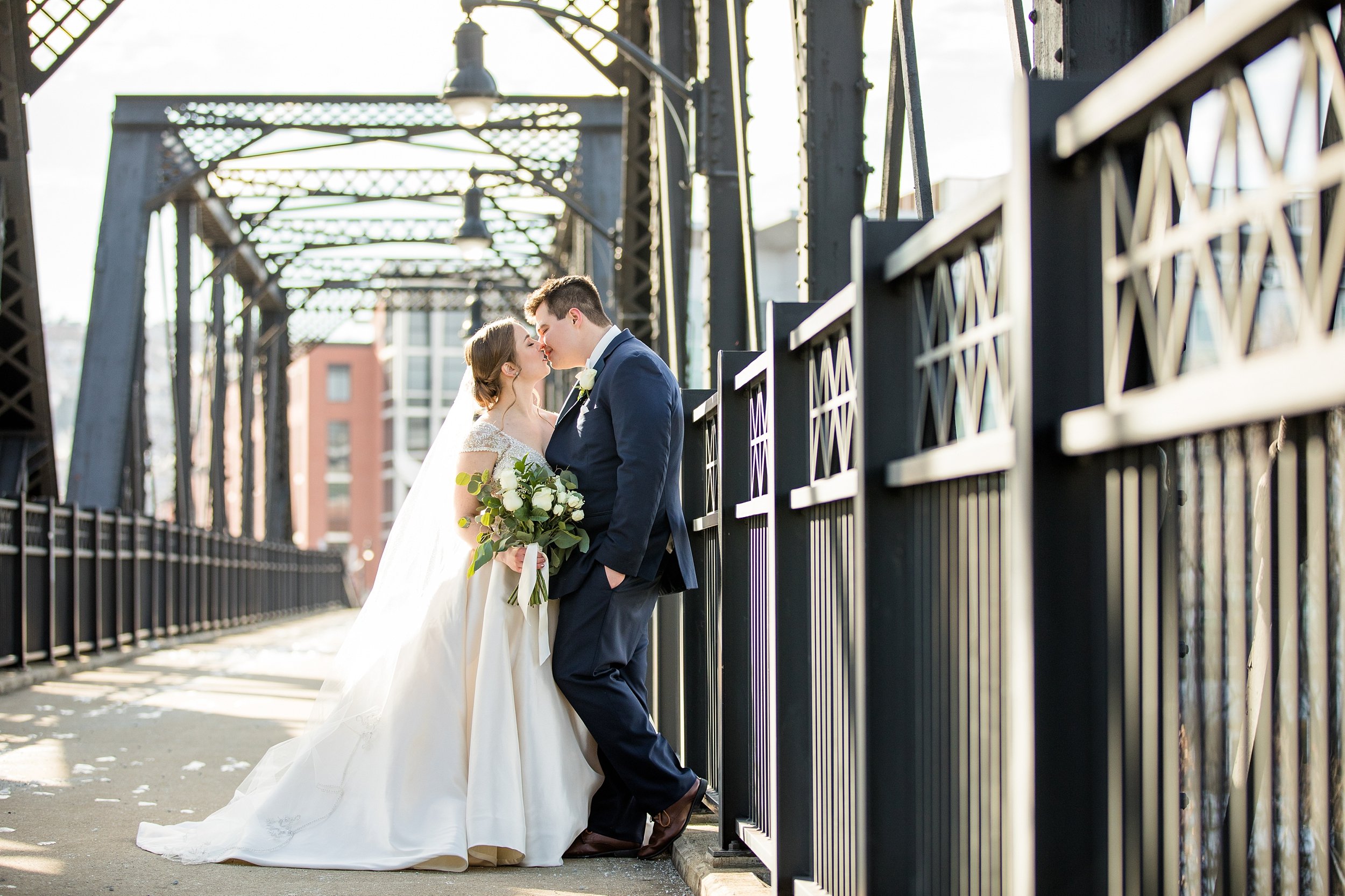  This was our first wedding  of the year in January - it was like, 6 degrees outside, but our couple still trekked down to the Hot Metal Bridge for photos! 