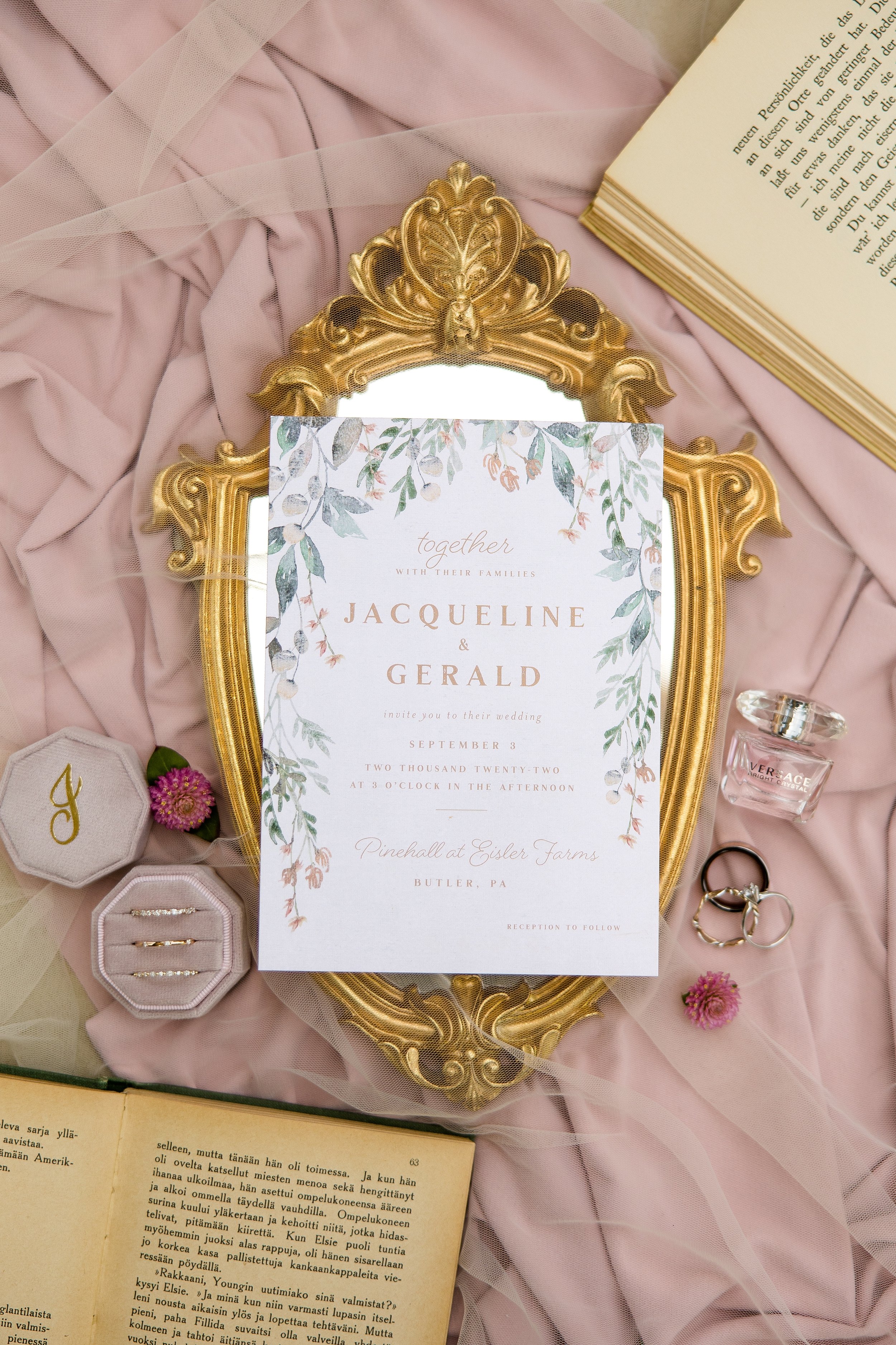  Jackie &amp; Gerald are literary lovers who incorporated so many books into their wedding day. I decided to borrow a few from their reception area to incorporate into their details photos - and I’m so glad I did! I am so excited about how these deta