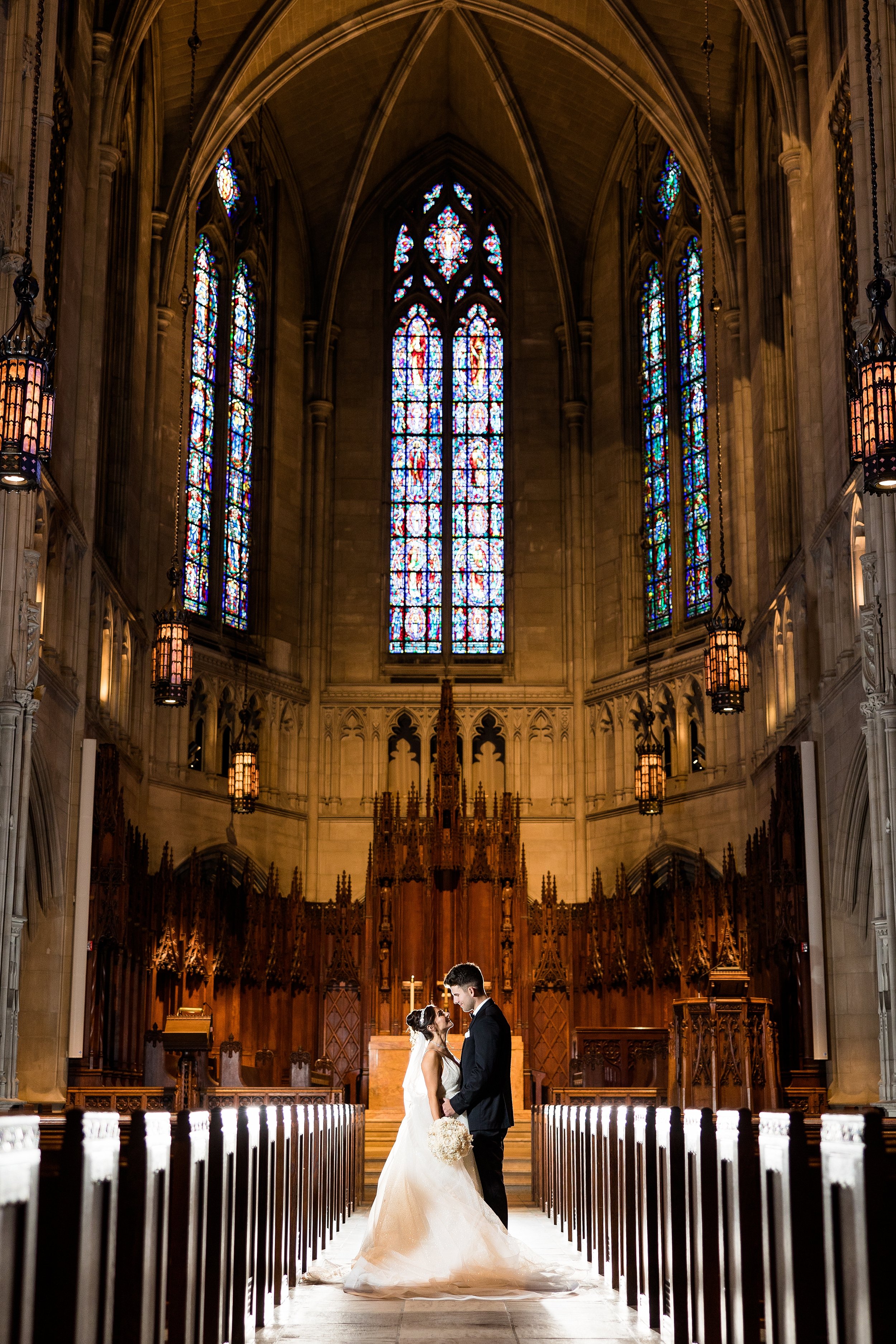  It ended up being pretty cold on Jen &amp; Brandon’s wedding day… so we did the majority of their portraits inside Heinz Chapel. And it was AWESOME. They left us enough time in their timeline to create some really special portraits for them… all whi