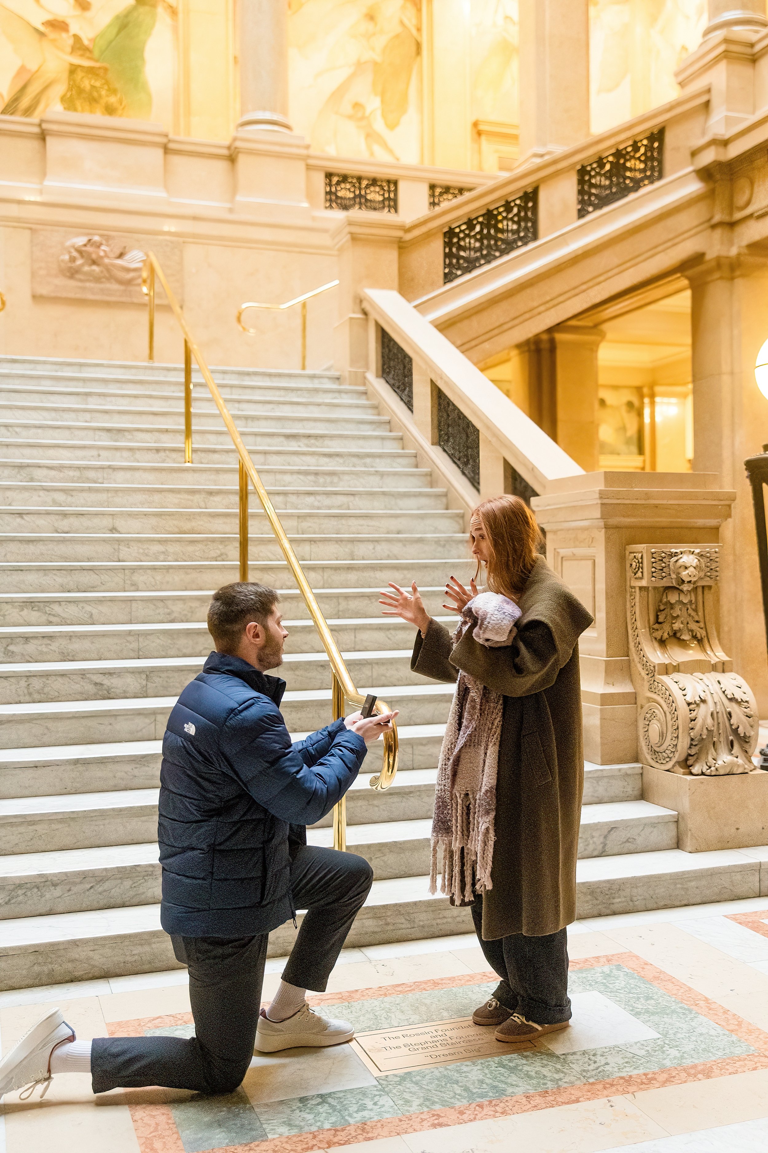carnegie museum of history pittsburgh surprise proposal photos, locations for surprise proposal pittsburgh, hall of architecture, hall of sculpture, grand staircase