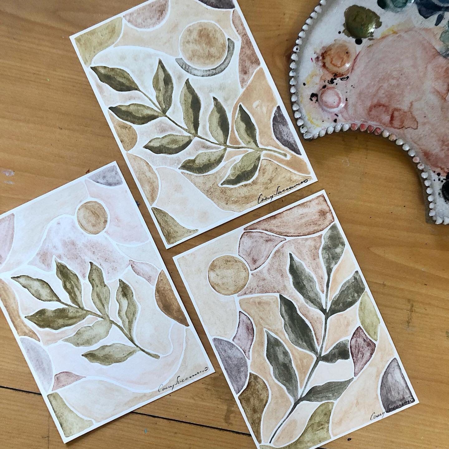 Desert Vibes Set of 3 original 5x7 paintings just posted on my website (link in bio) these paints are handmade by @workhard_workhard using natural pigments foraged in Oregon ✨ Buy your own frames to bring this set alive in your home!