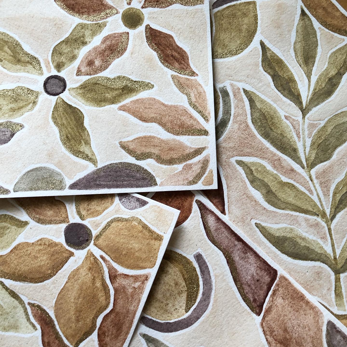 New paintings using my favorite natural watercolor pigments ✨ Will be bringing these to my only October markets: @newtownsquarefoodandmakersmkt this Friday 4:30-7:30 &amp; @growingrootsfarmersmarkets Malvern this Saturday 9-1pm