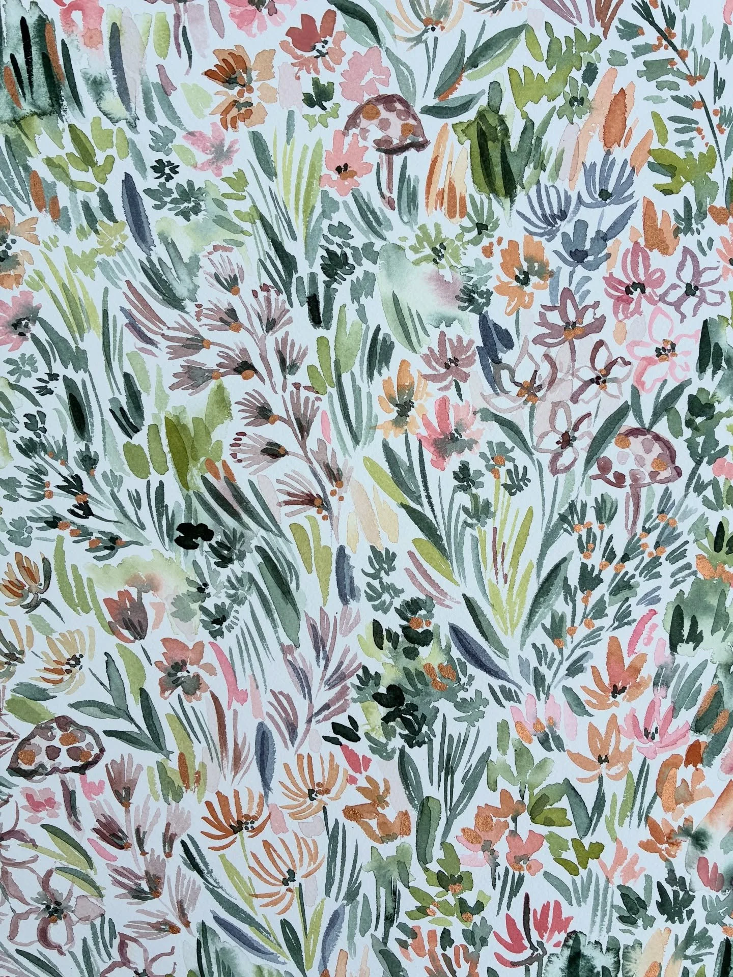Hundreds of buds &amp; blooms painted on one page