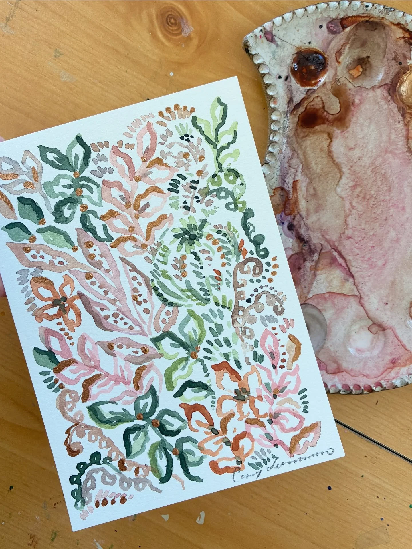 A lil 5x7 succulent to get a day of painting started.
