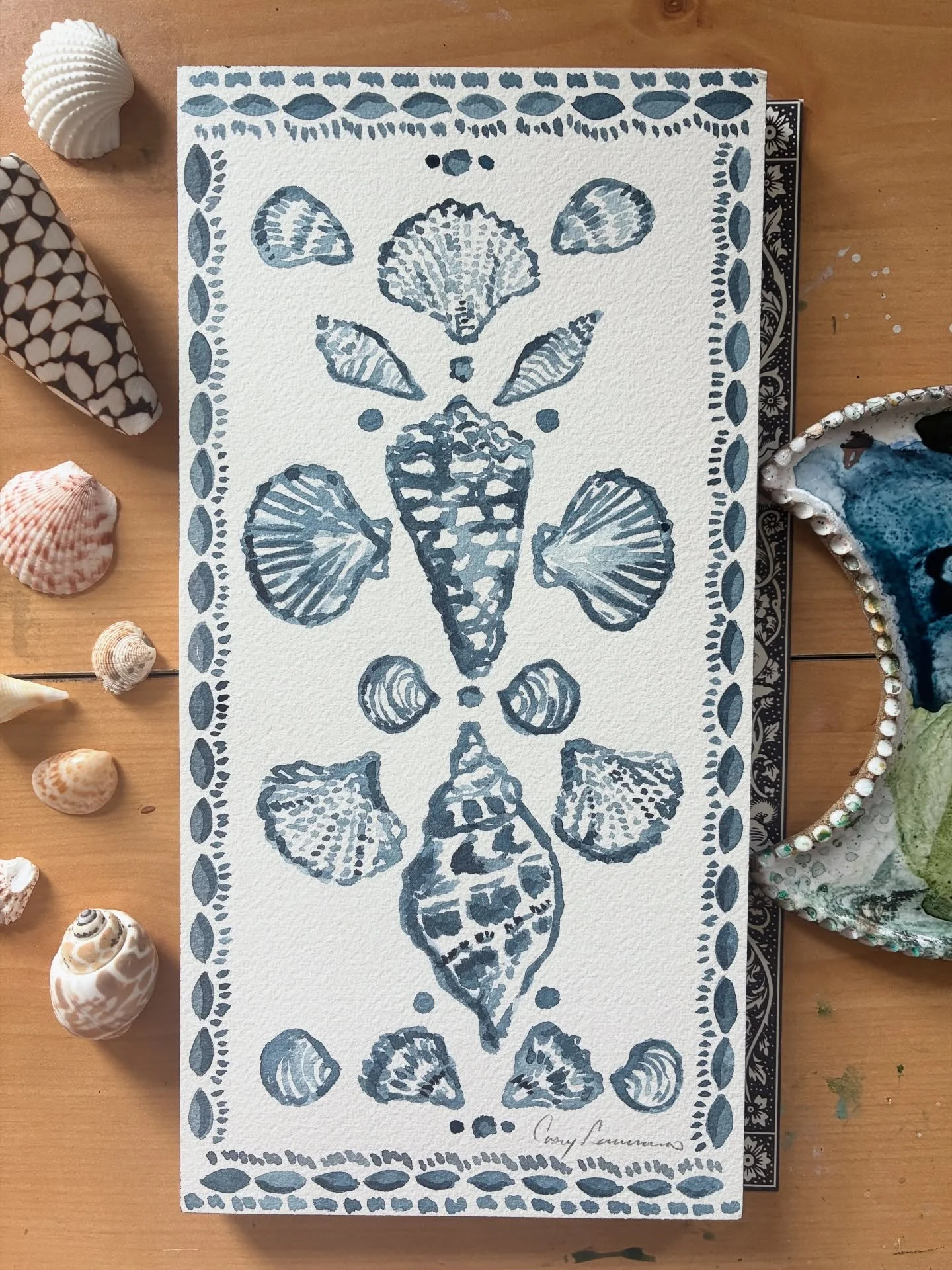 Lil weekend indigo shell painting, 🐚 
Looking forward to Jersey beach days with my love and friends drinking lemonade &amp; fries by the beach. @soyboi22 @adriennevalentino @bkopas