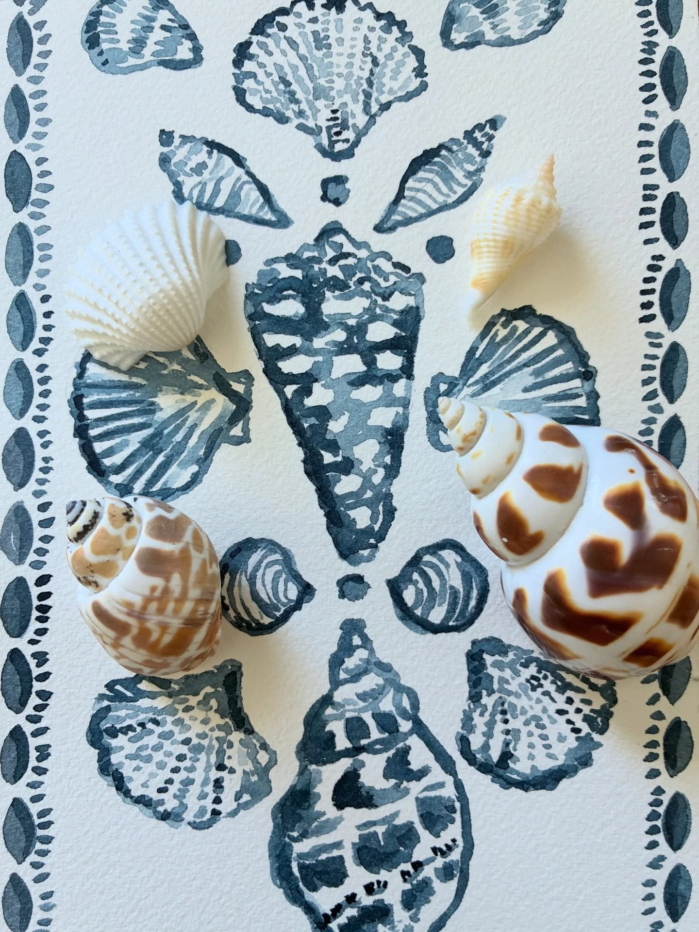 This Captiva Shell lil 6&rdquo;x12&rdquo; watercolor is shipping out today to its new beach house home, but more indigo shells to come! 🐚