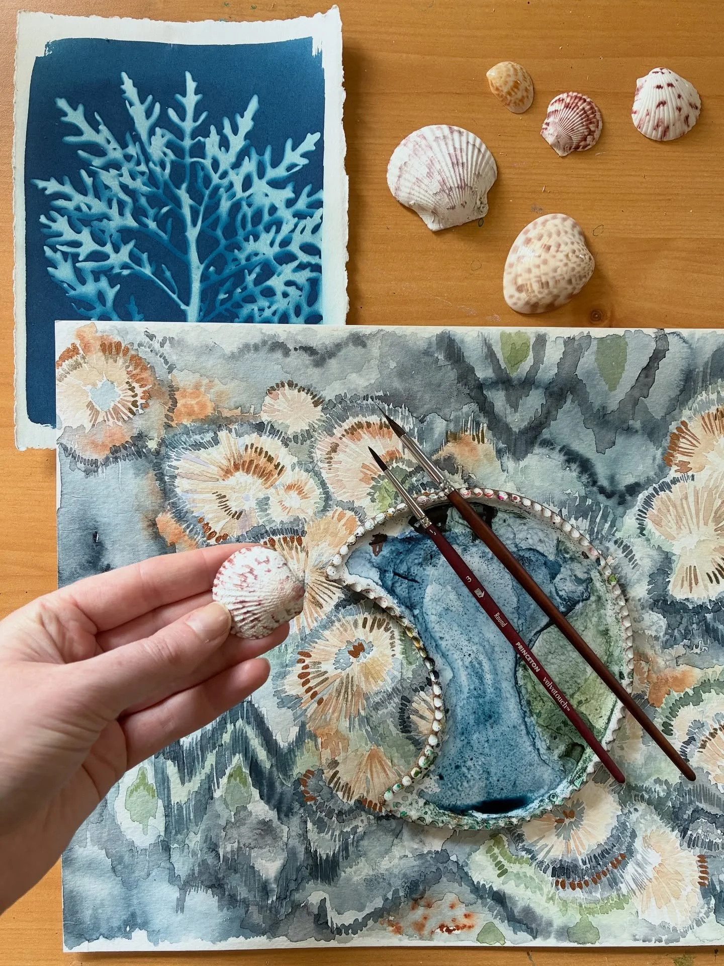 Textures from nature.
This is a painting I made over 9 years ago and I still love the organic nature of it- people at markets sometimes ask, what is it? It&rsquo;s just beautiful textures from mushrooms growing on the bark of a tree or sea anemones d
