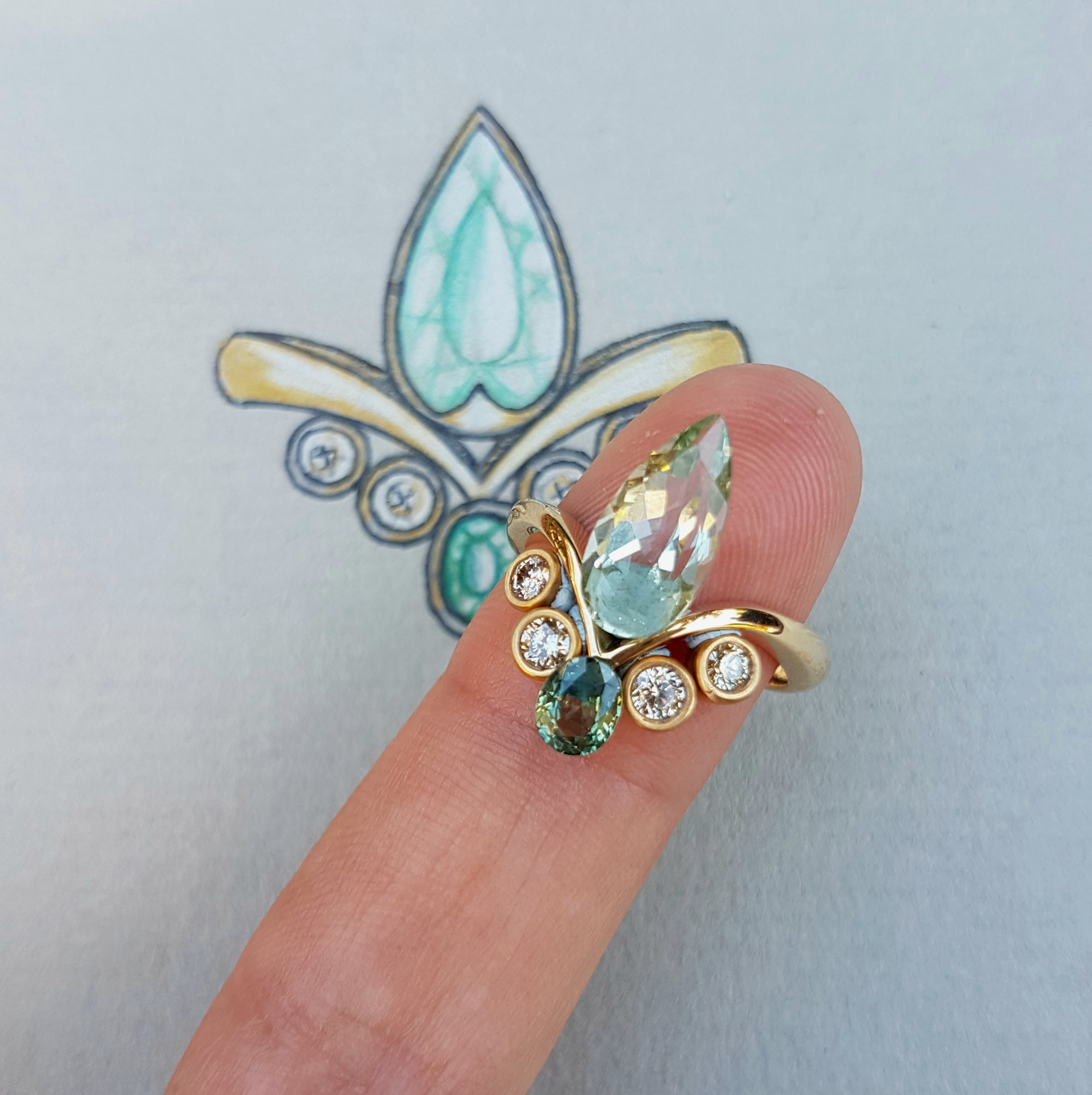 Green Amethyst and Sapphire