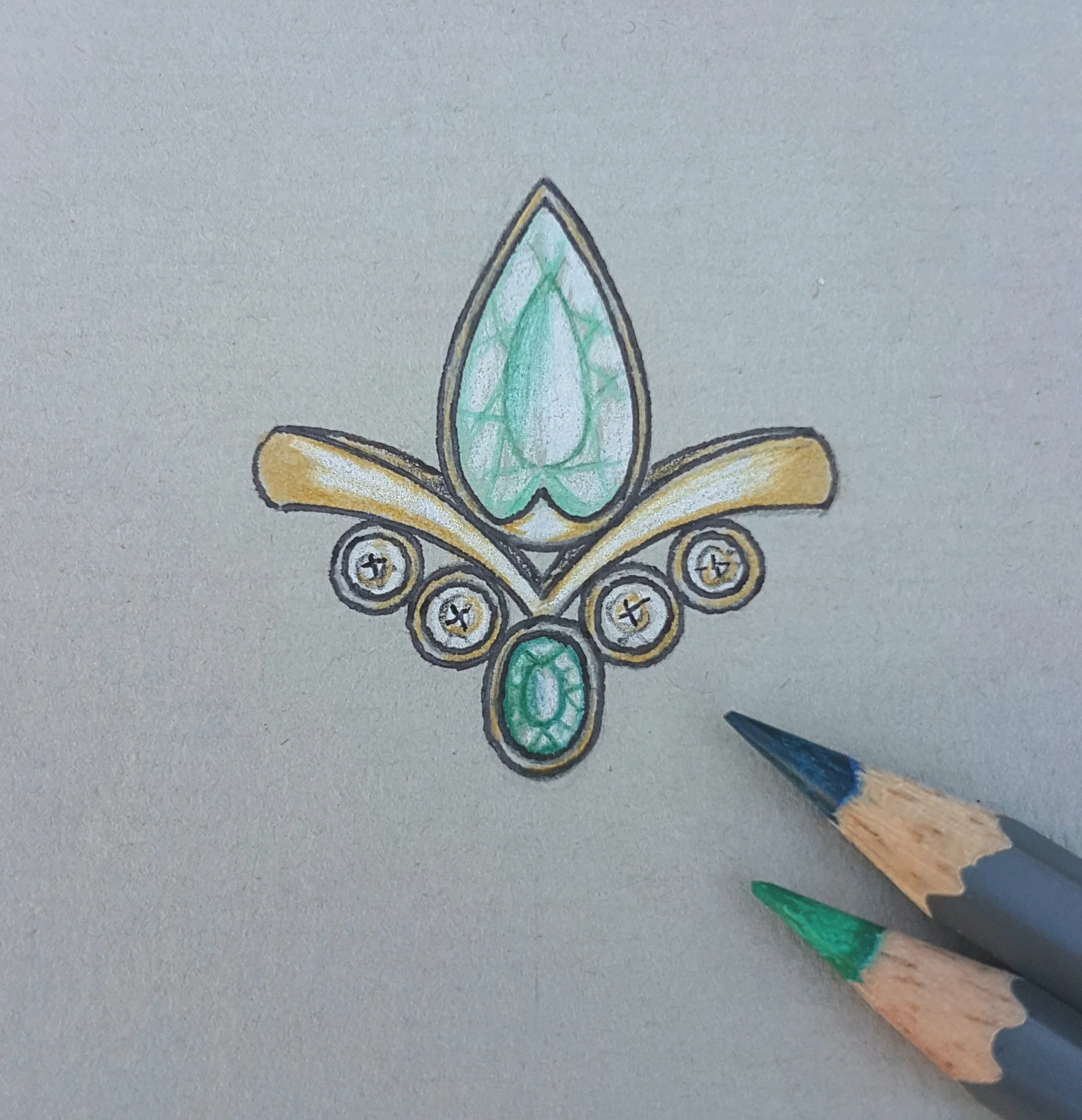 Green Amethyst and Sapphire Mimosa Amoré Ring