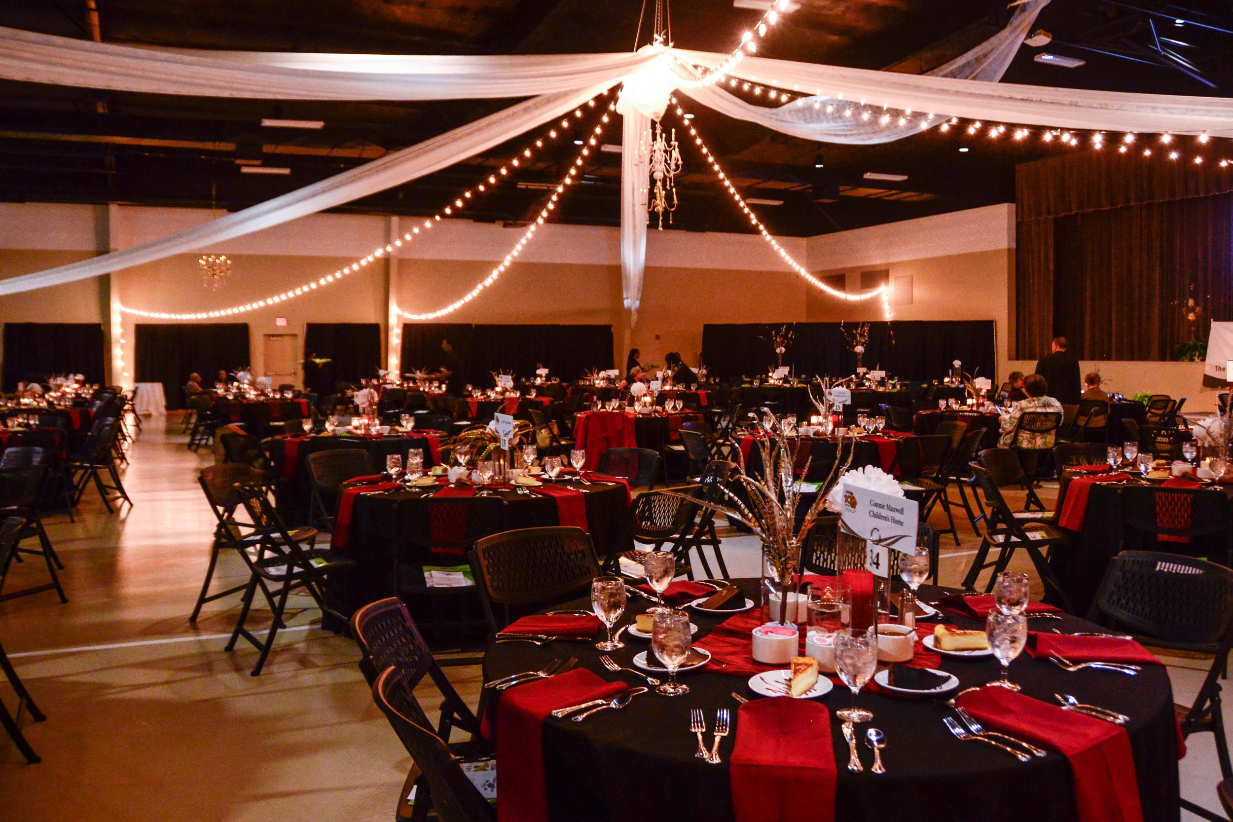 Decorations by Praise Unlimited Weddings in the Piedmont James Medford Event Center.