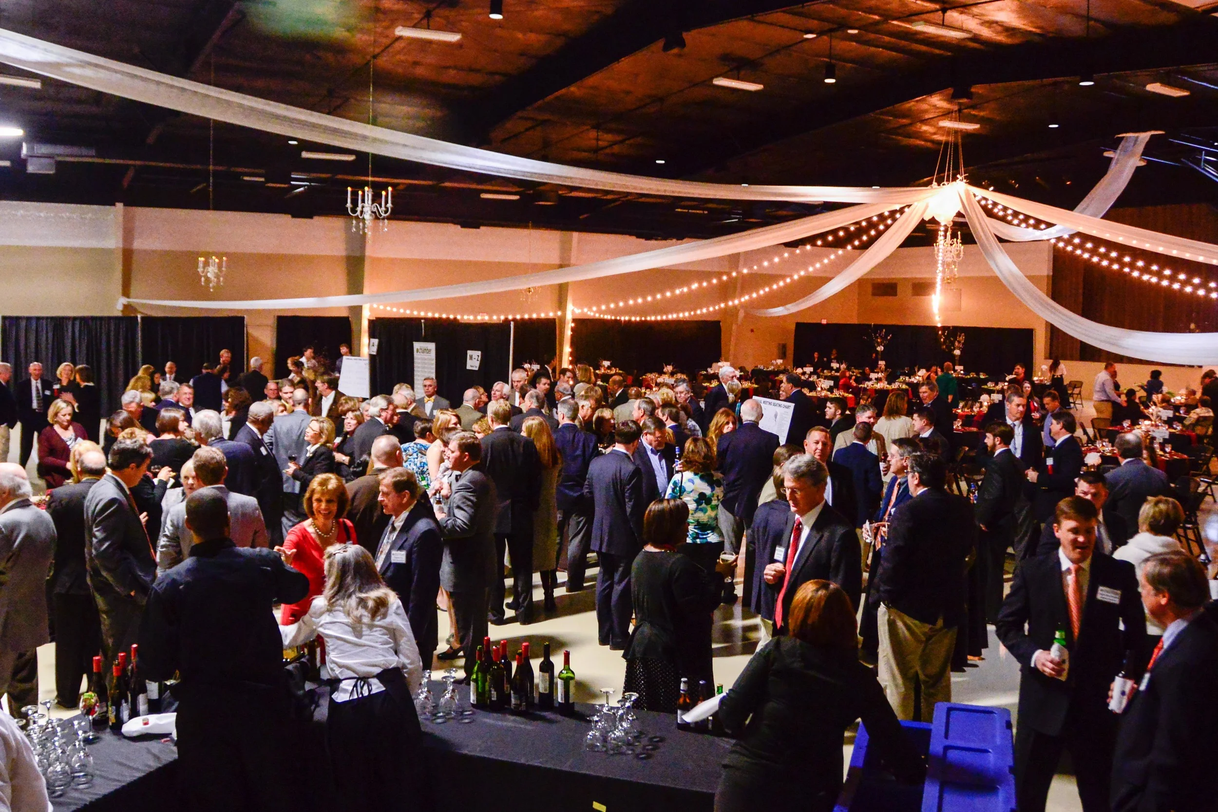 Crowded room of the Greenwood Chamber of Commerce awards banquet.