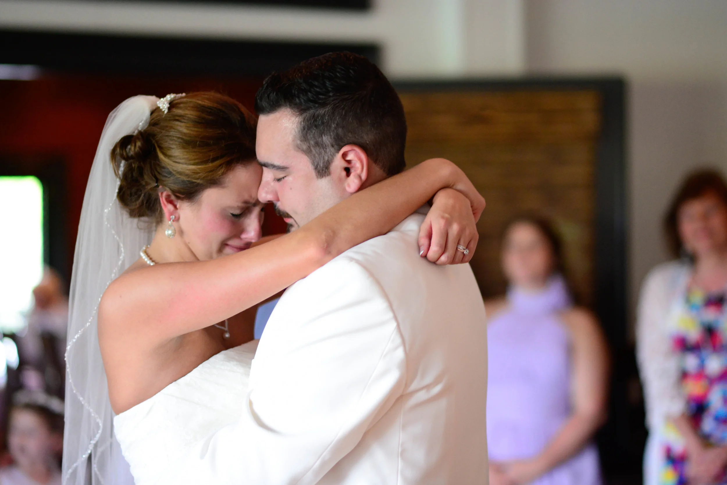 Sarah and Erich share an emotional moment as they have their first dance together.