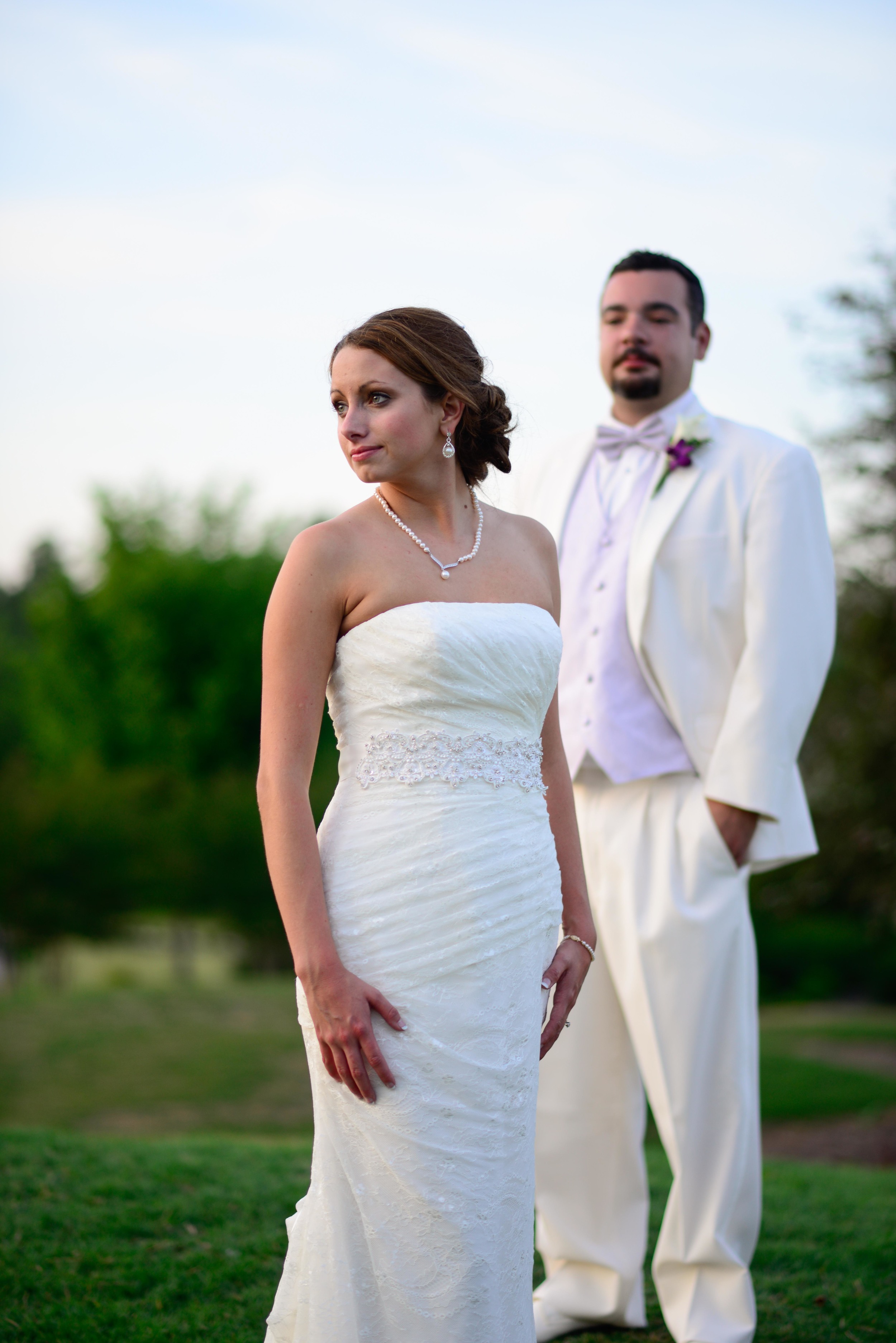 Our bride and groom share a few romantic moments together as the sun sets over The Links at Stoney Point.