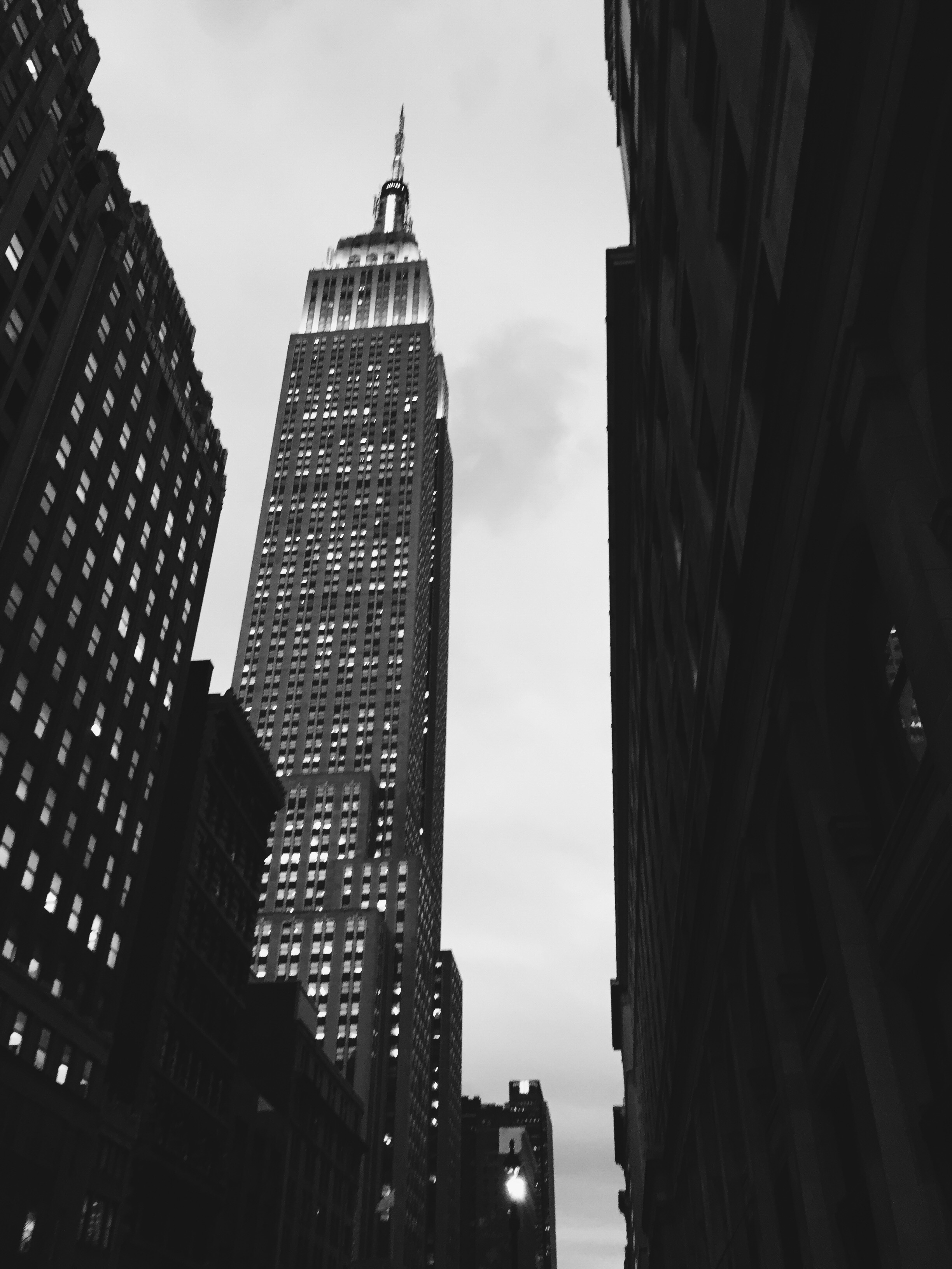 The Empire State Building after dark.