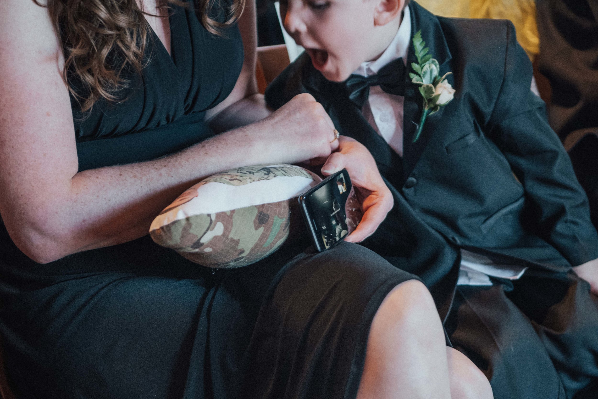 They were able to FaceTime Justin’s brother in the military so he could watch the ceremony and see Justin and Autumn say I do.