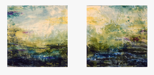 #1528 a b Water Series Pond Diptych